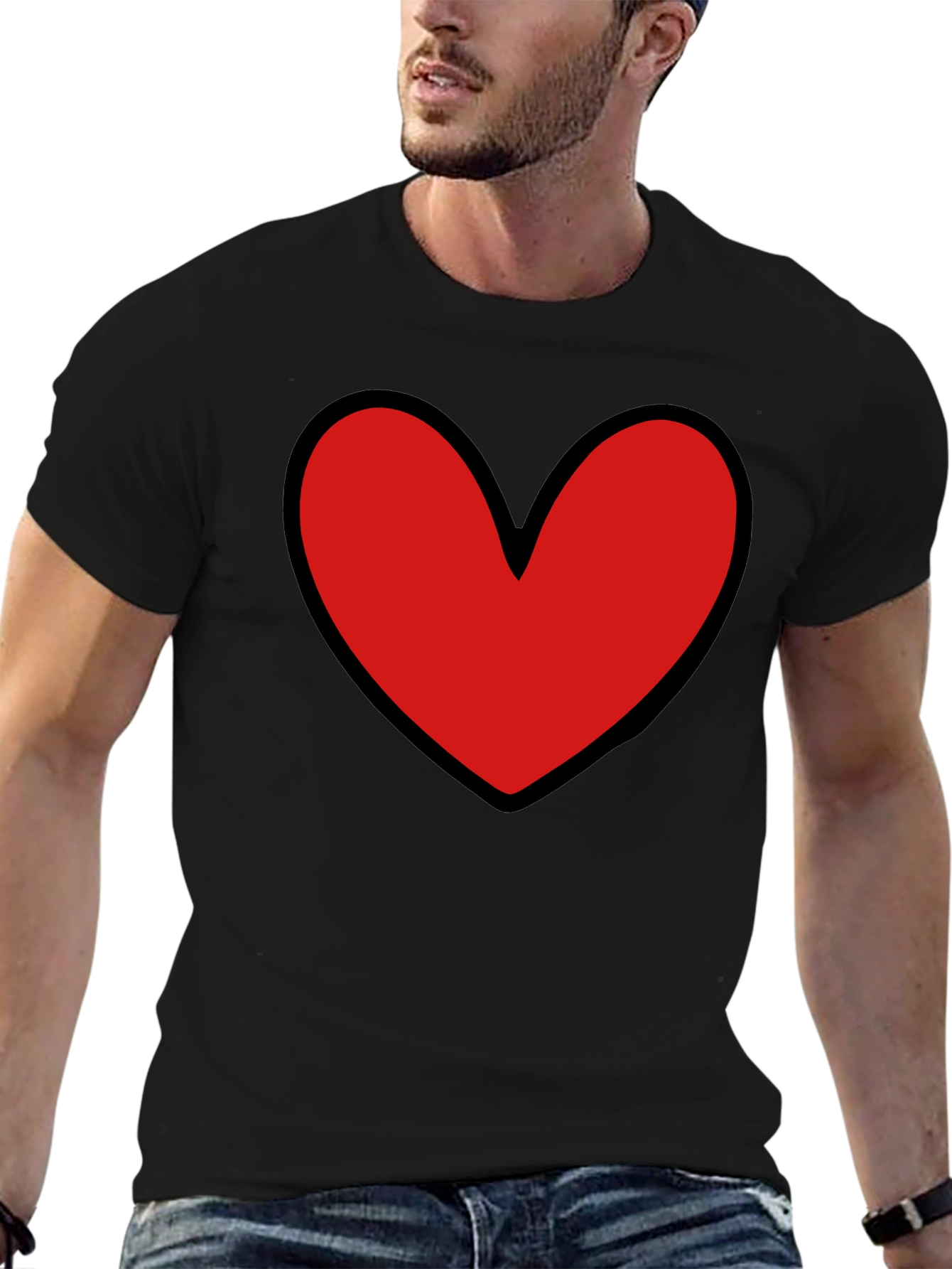 Bold Heart Graphic Black T-Shirt
