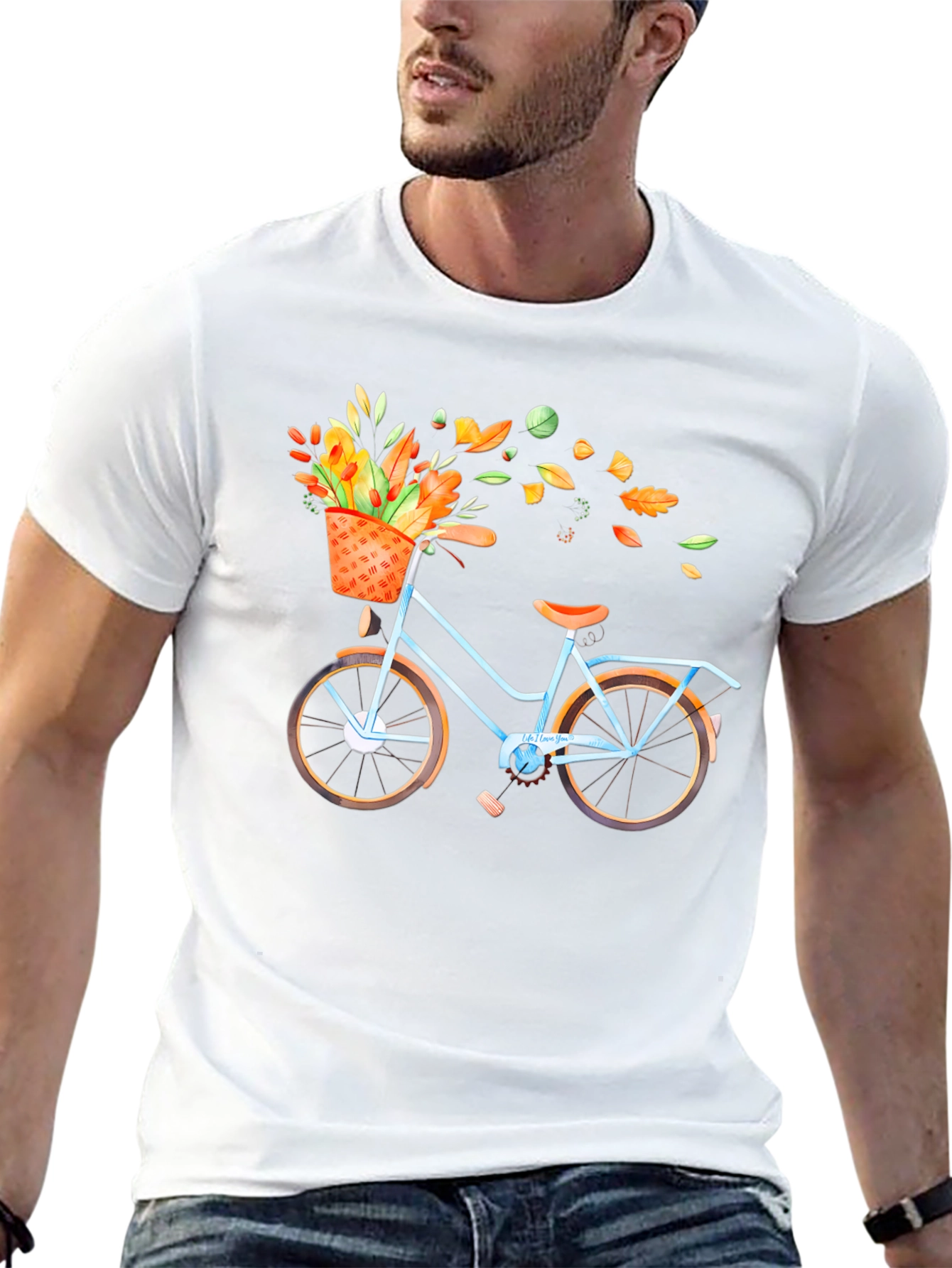 Bike with Fall Floral Basket Graphic Tee