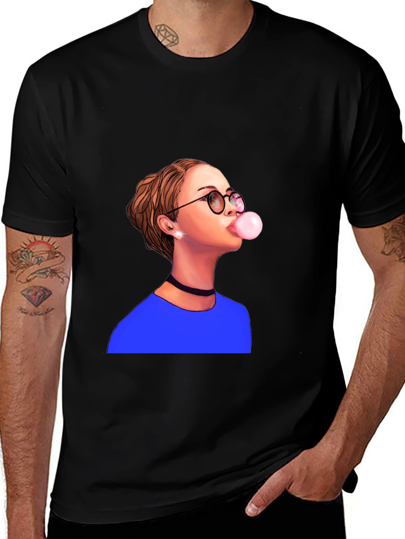 Bubble Gum Girl Graphic T-Shirt - Black