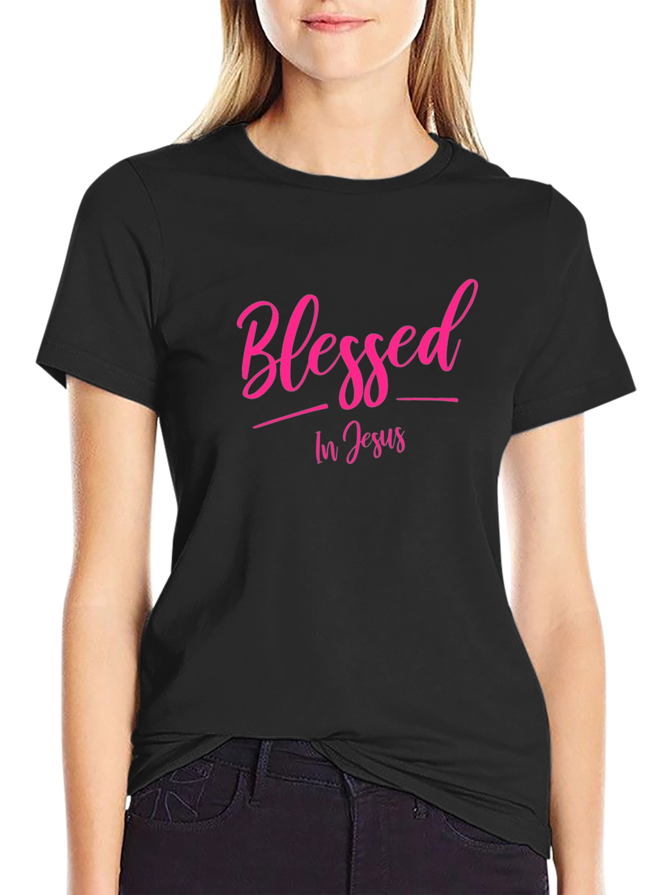 Blessed In Jesus Black T-Shirt