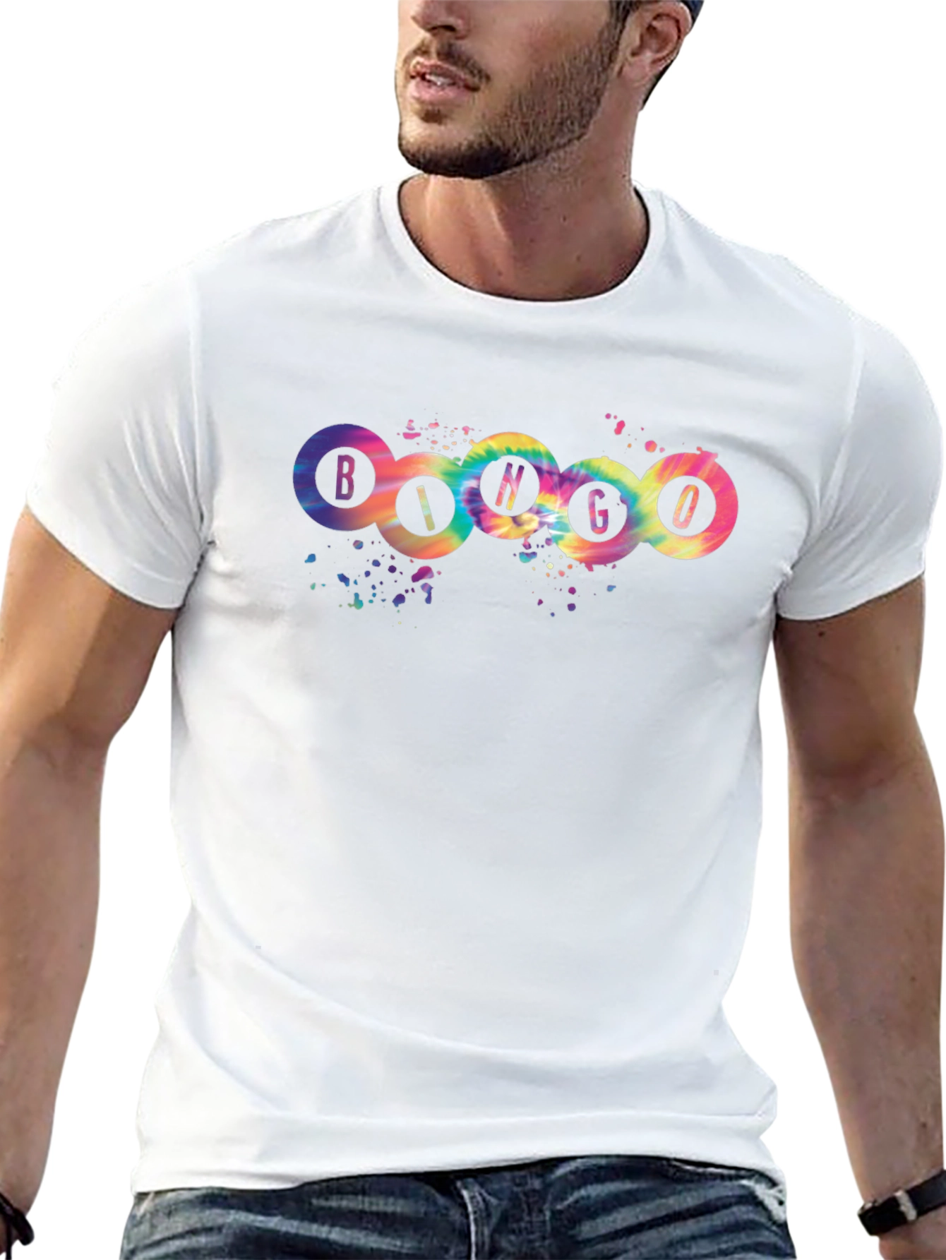 Bingo Tie-Dye Graphic T-Shirt - Round Design