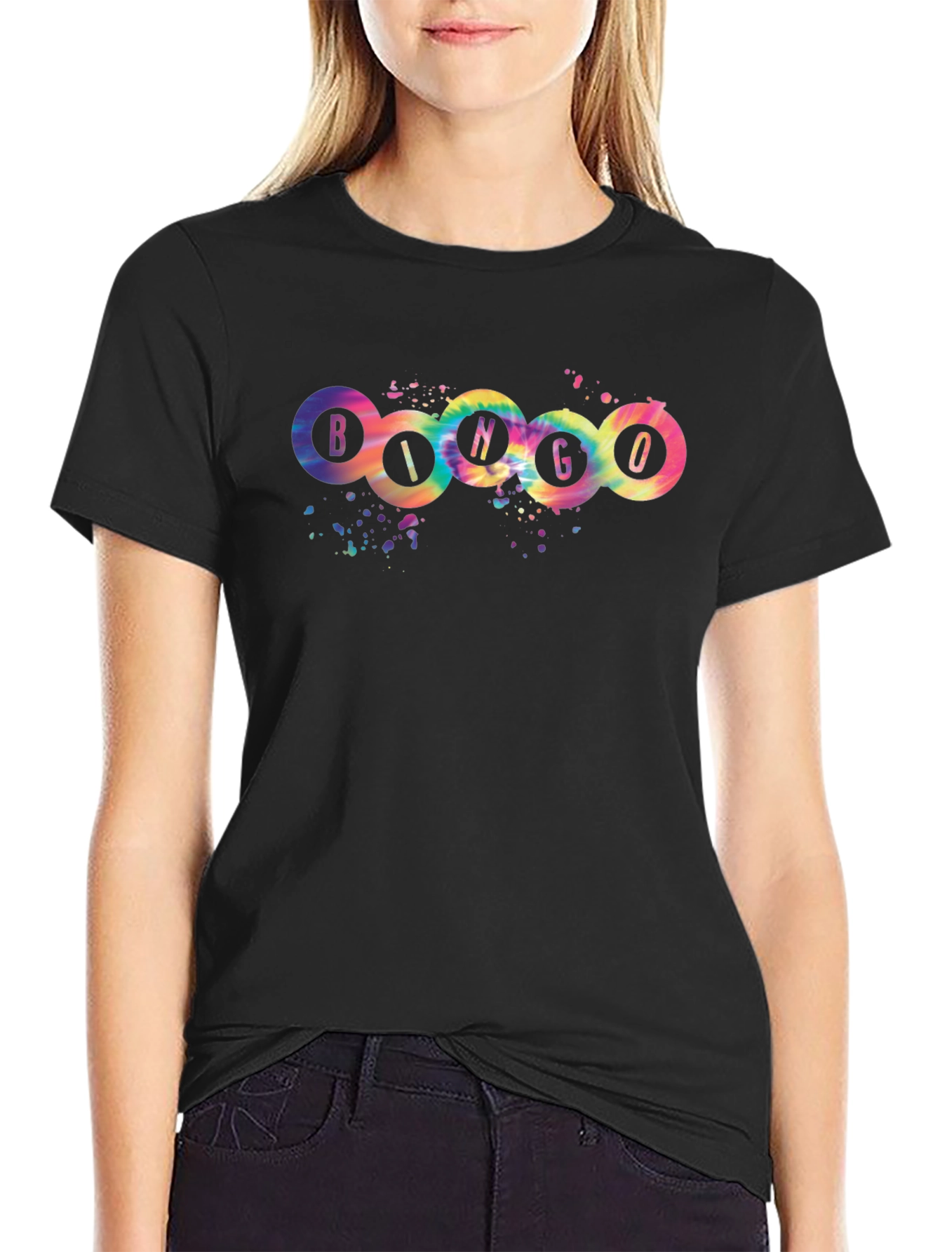 Bingo Tie-Dye Graphic T-Shirt - Round Design