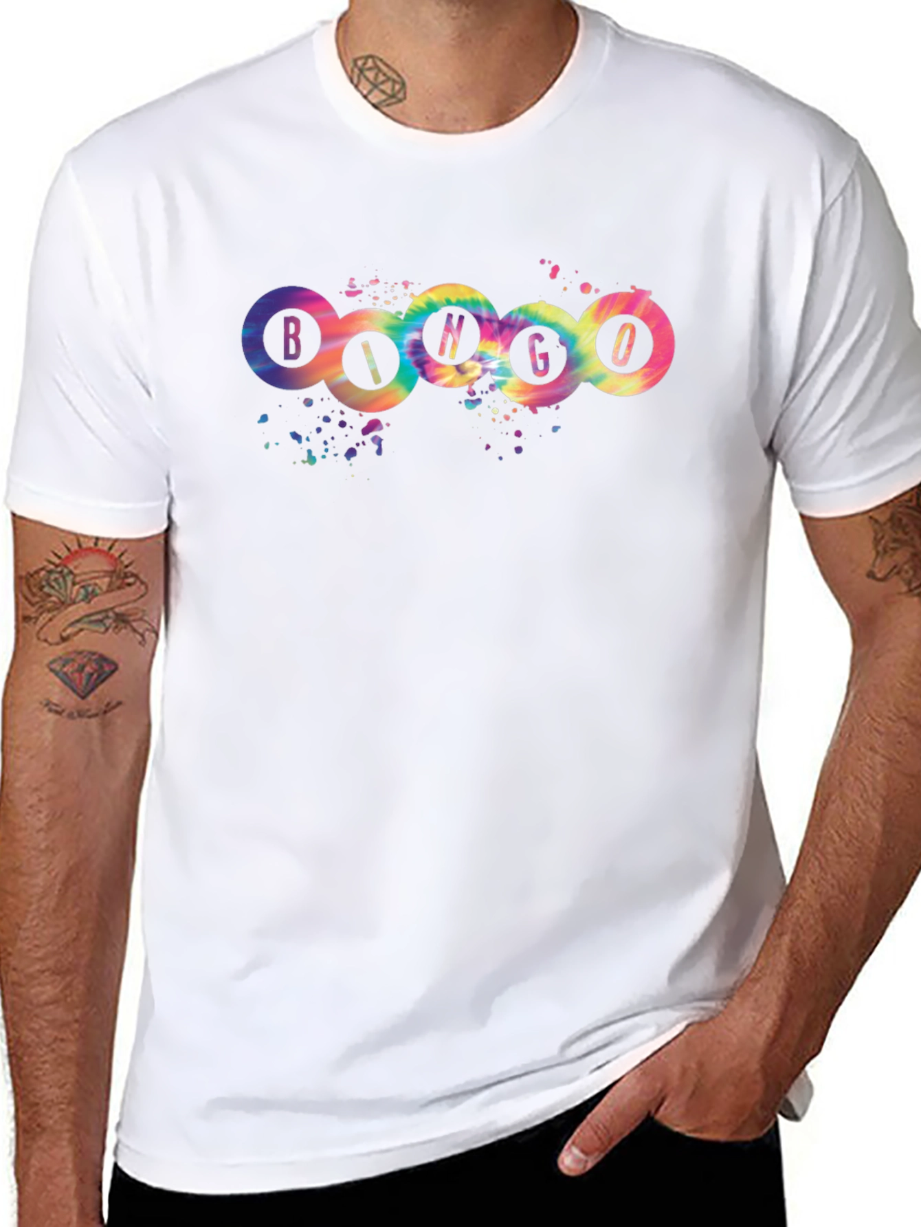 Bingo Tie-Dye Graphic T-Shirt - Round Design
