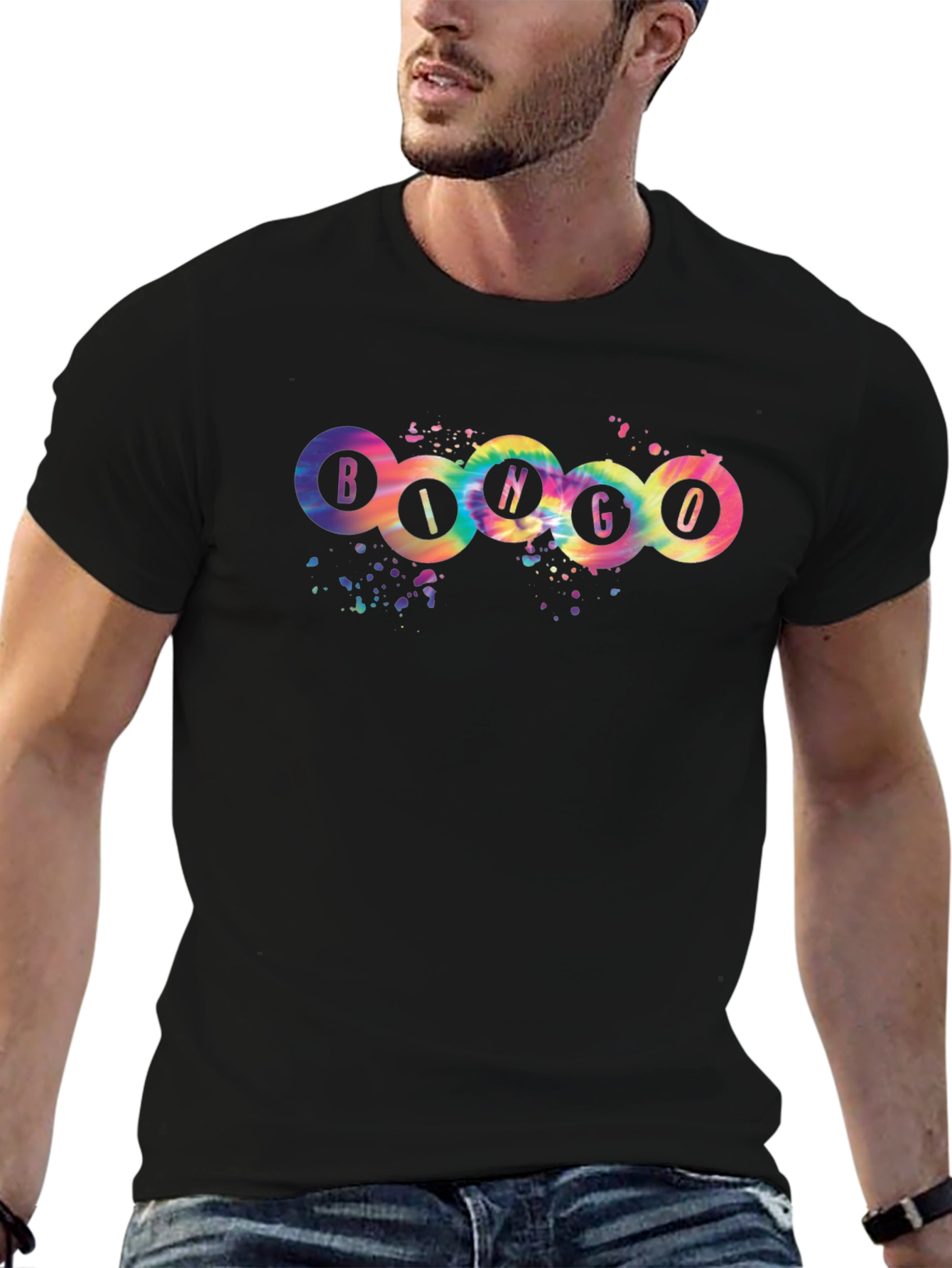 Bingo Tie-Dye Graphic T-Shirt - Round Design