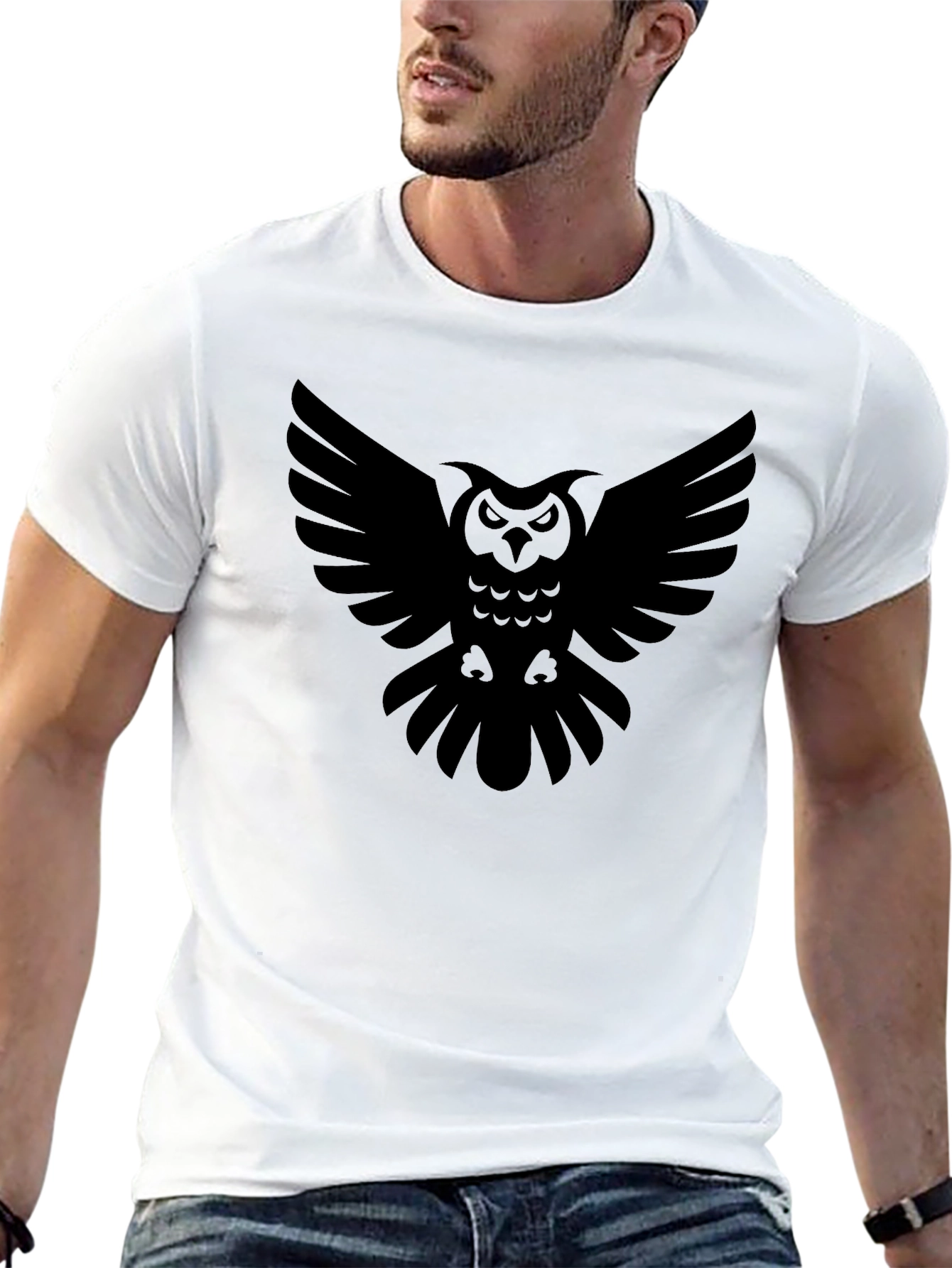 Black Owl Graphic Tee - Stylish Mens T-Shirt