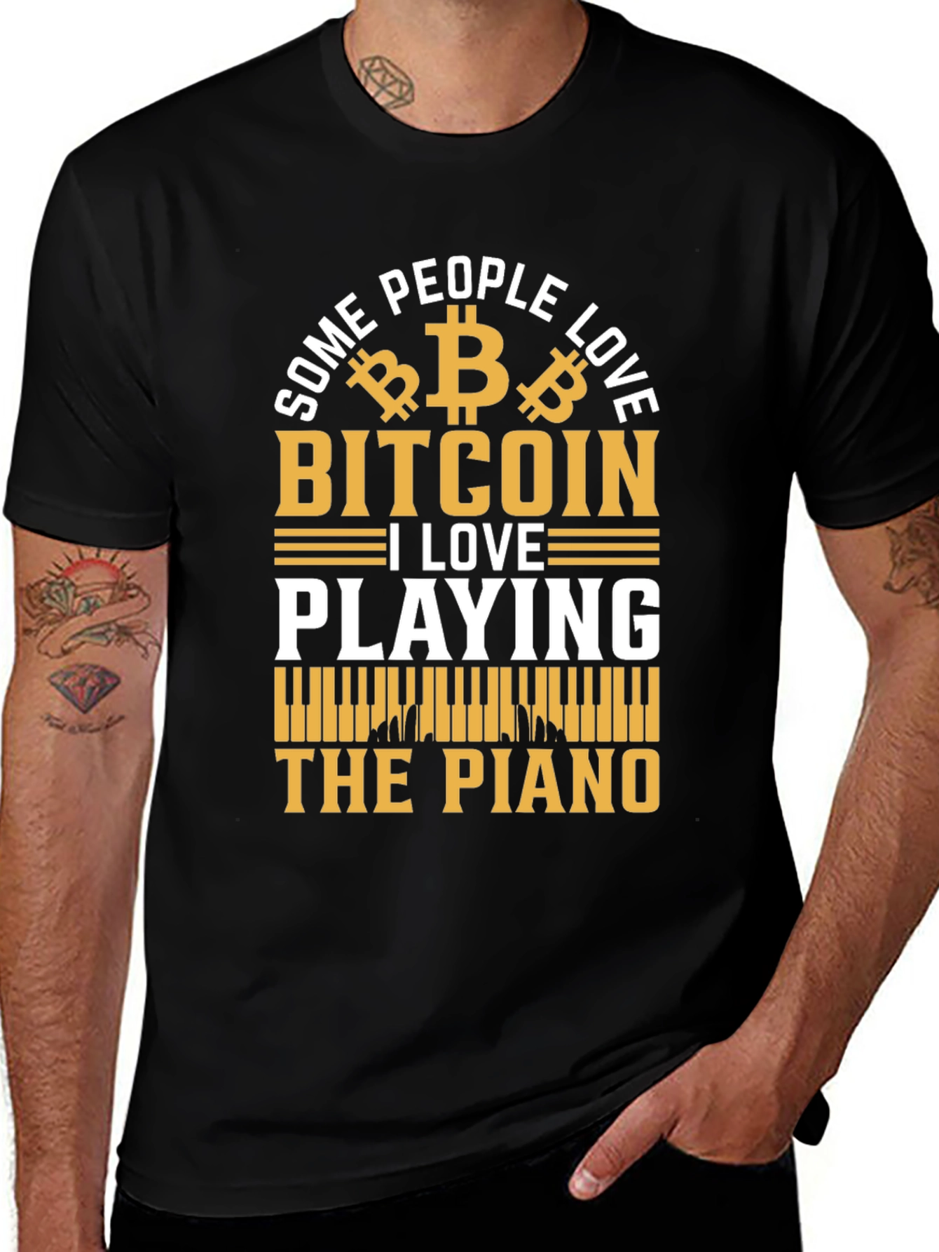 Bitcoin Piano Lover T-Shirt - Novelty Graphic Tee