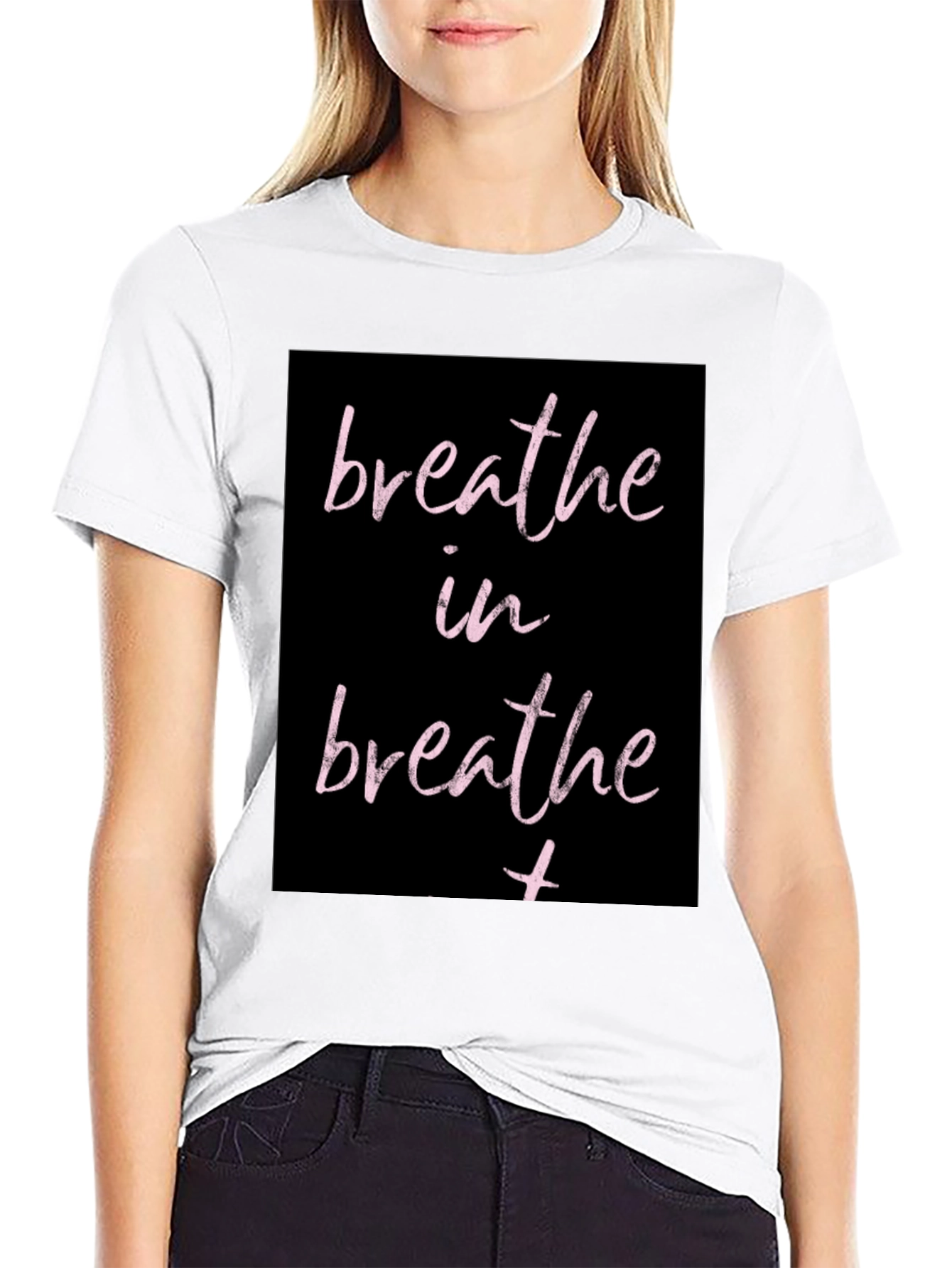 Breathe In Graphic Print Black T-Shirt