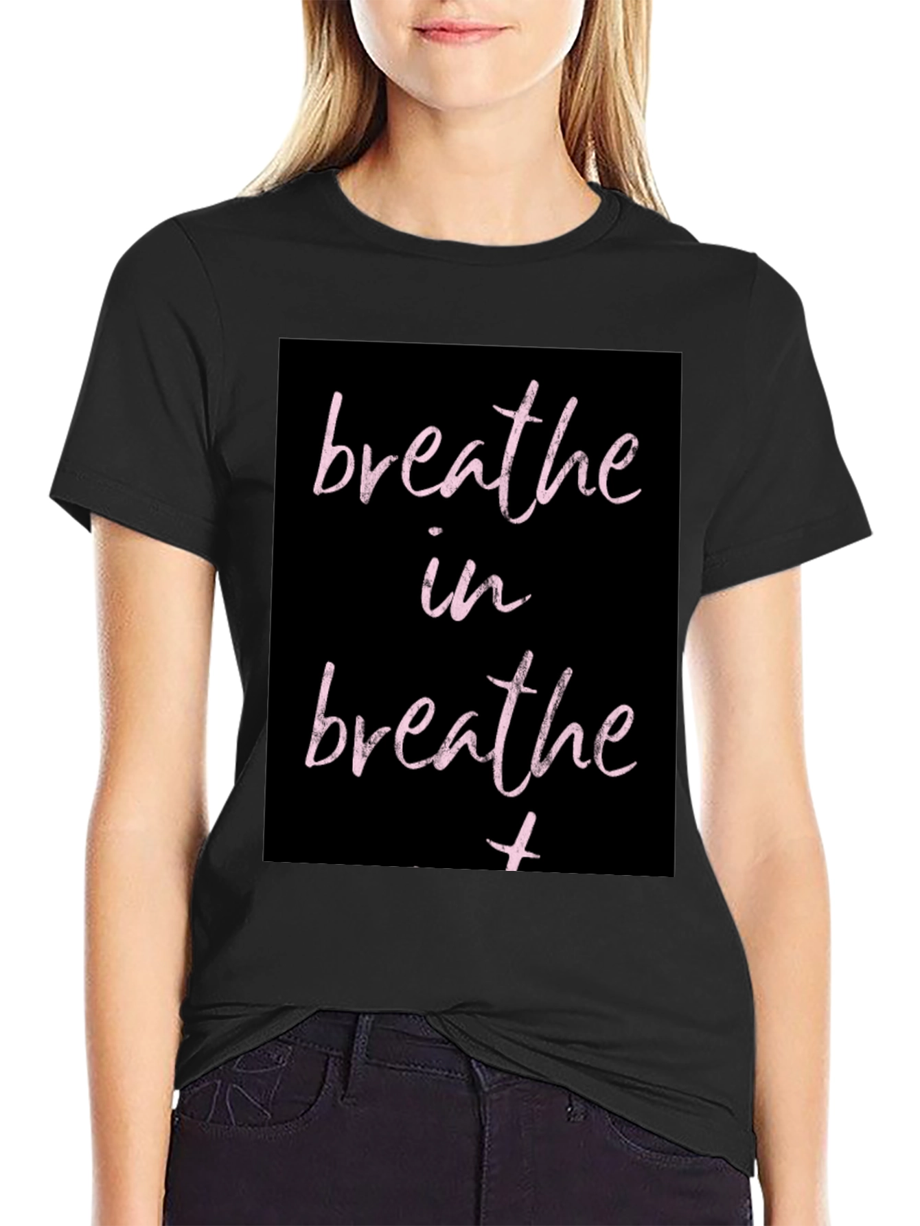 Breathe In Graphic Print Black T-Shirt