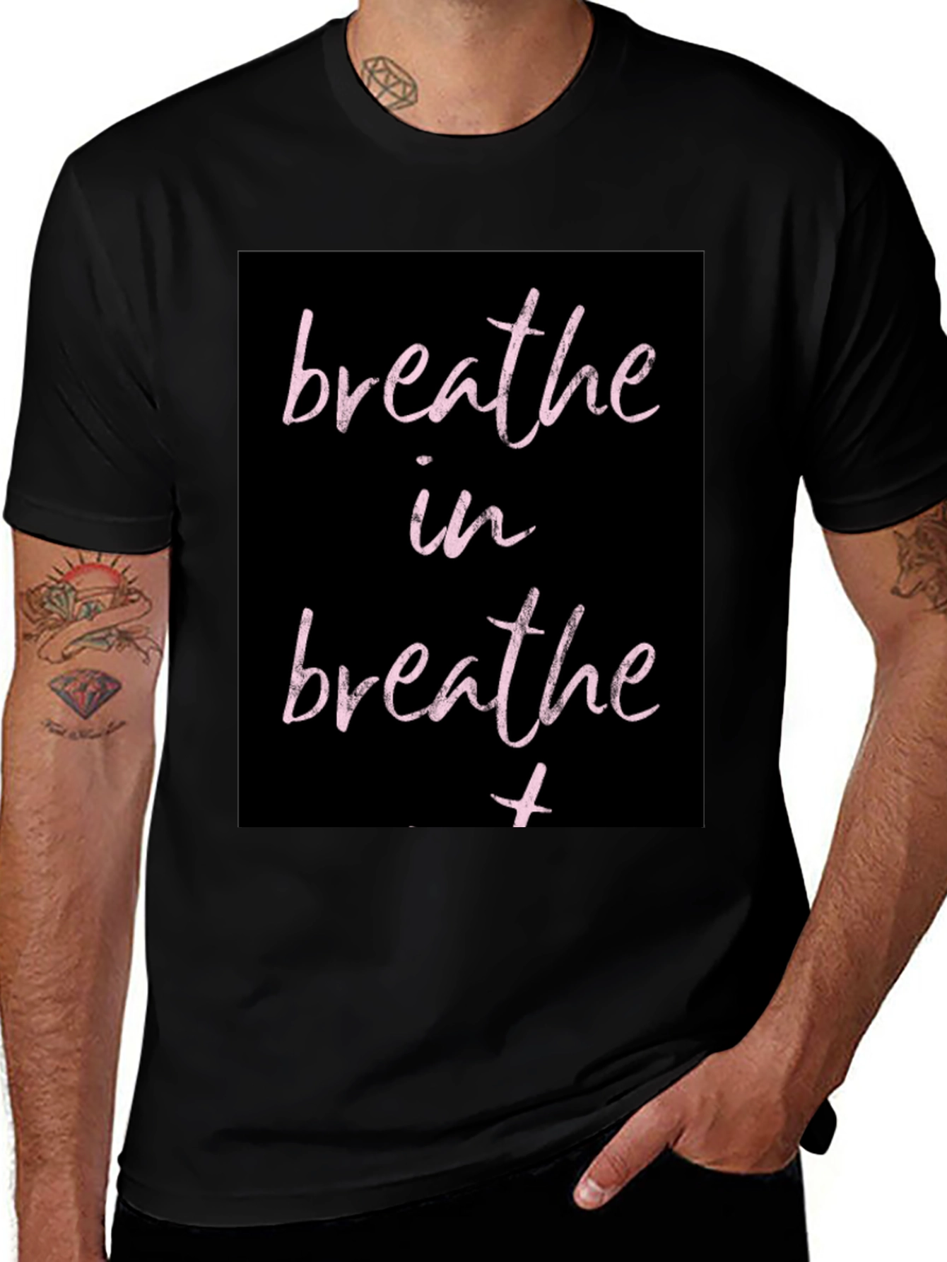 Breathe In Graphic Print Black T-Shirt