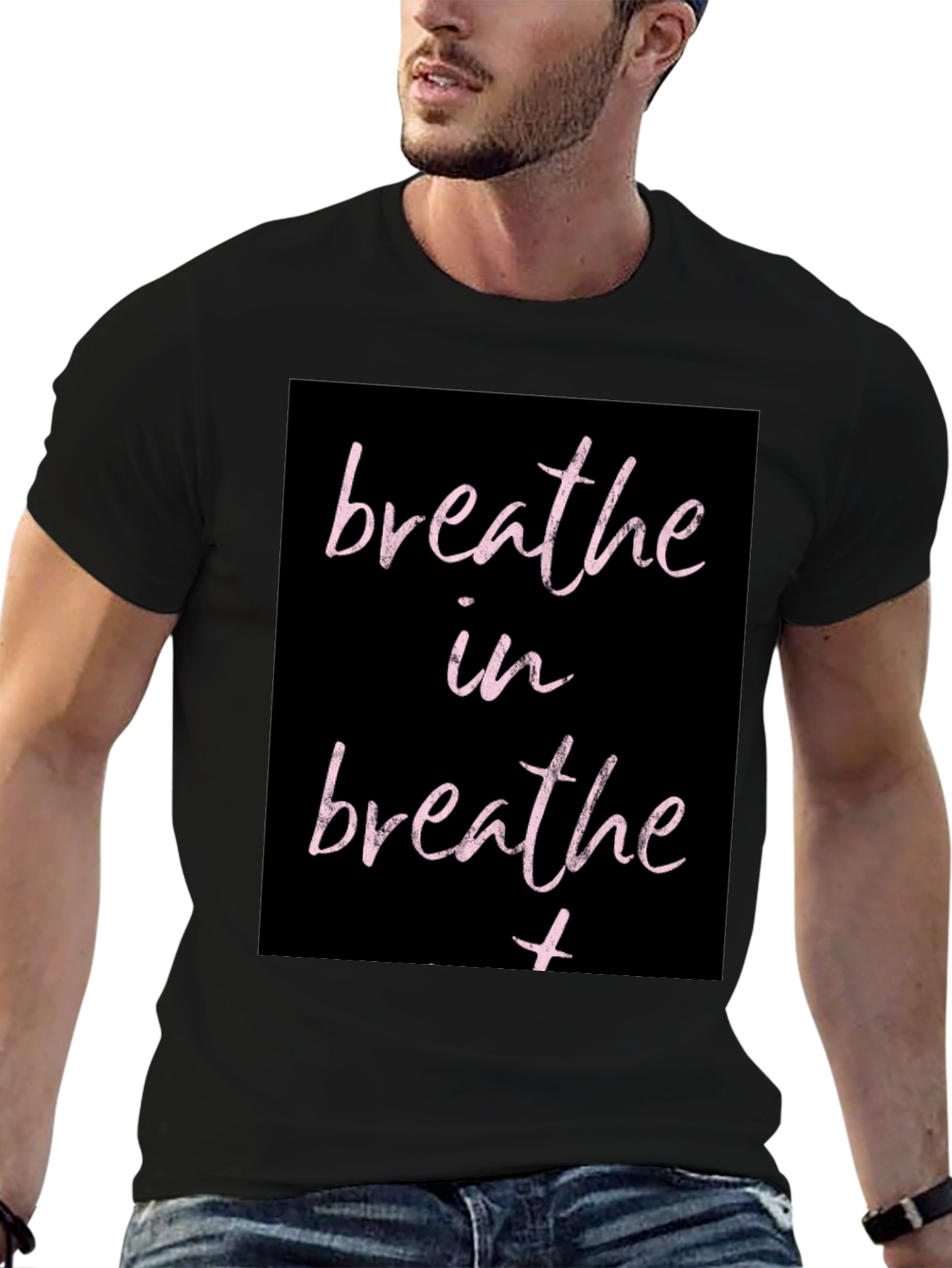 Breathe In Graphic Print Black T-Shirt