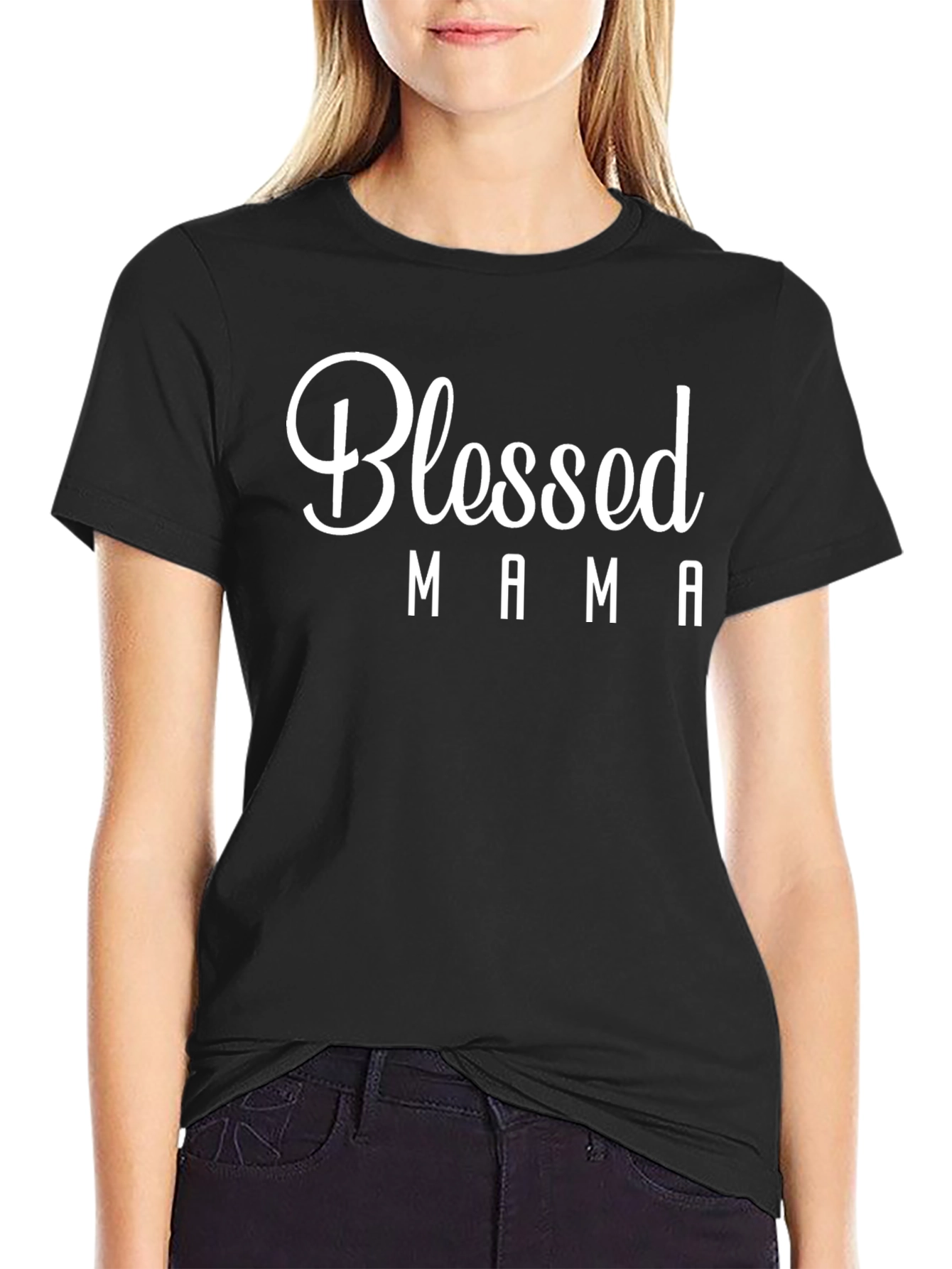 Blessed Mama Graphic T-Shirt - Black
