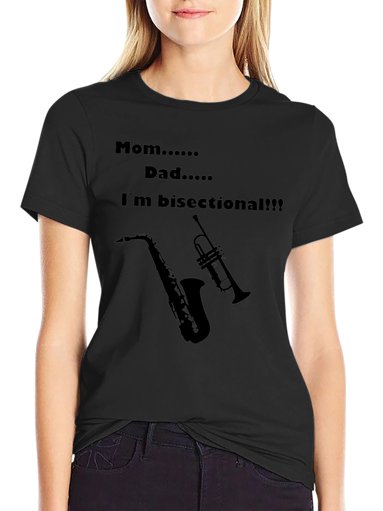 Bi-Sectional Humor T-Shirt: Musical Instruments Graphic Tee