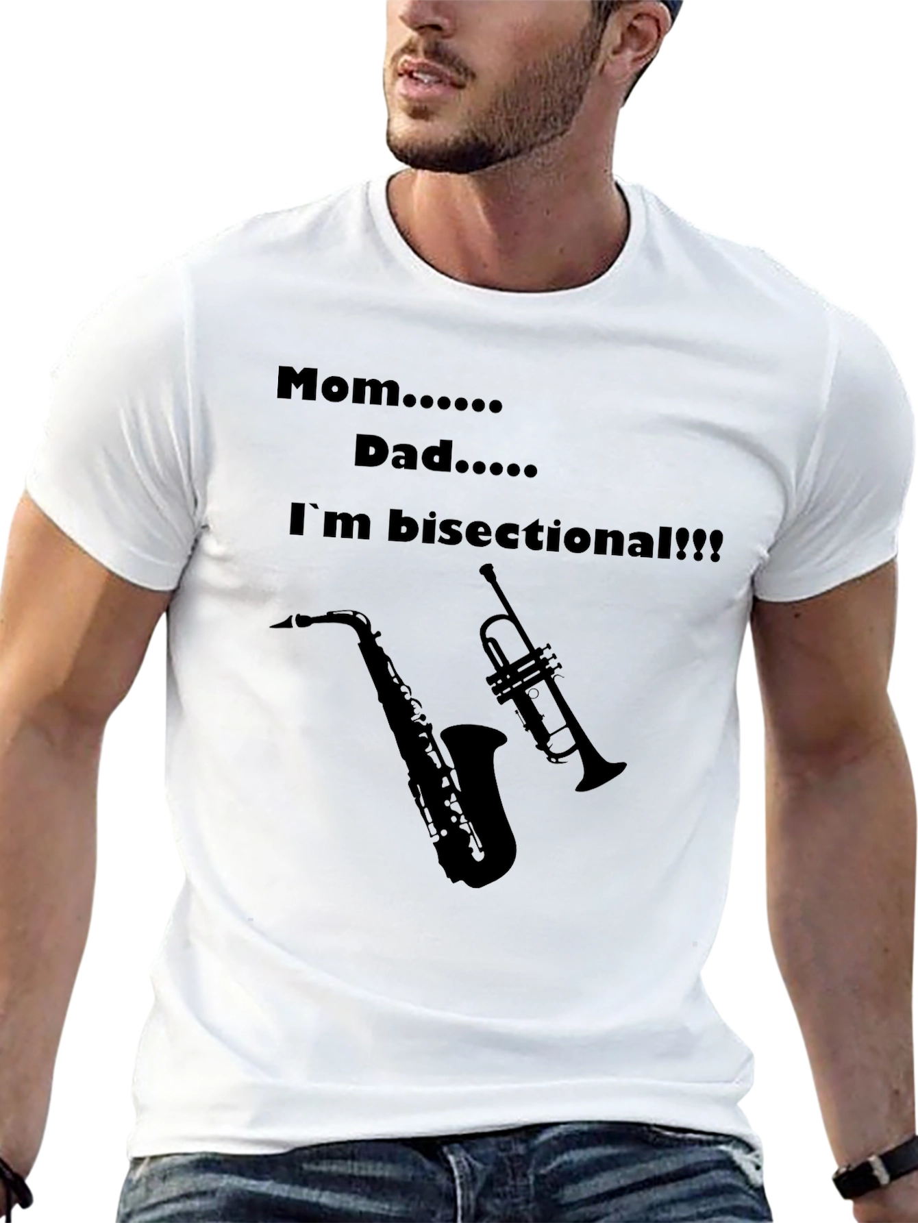 Bi-Sectional Humor T-Shirt: Musical Instruments Graphic Tee