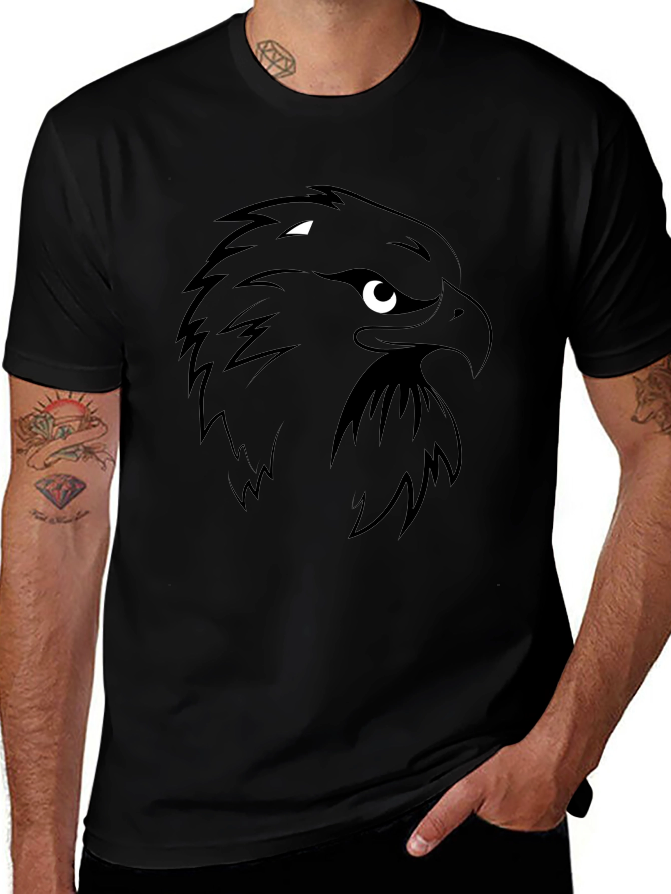 Black Eagle Graphic Tee - Mens Stylish Casual T-Shirt
