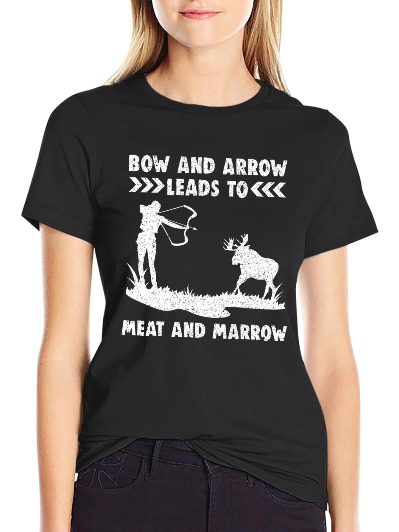 Bow & Arrow Leads to Meat Funny Hunter T-Shirt