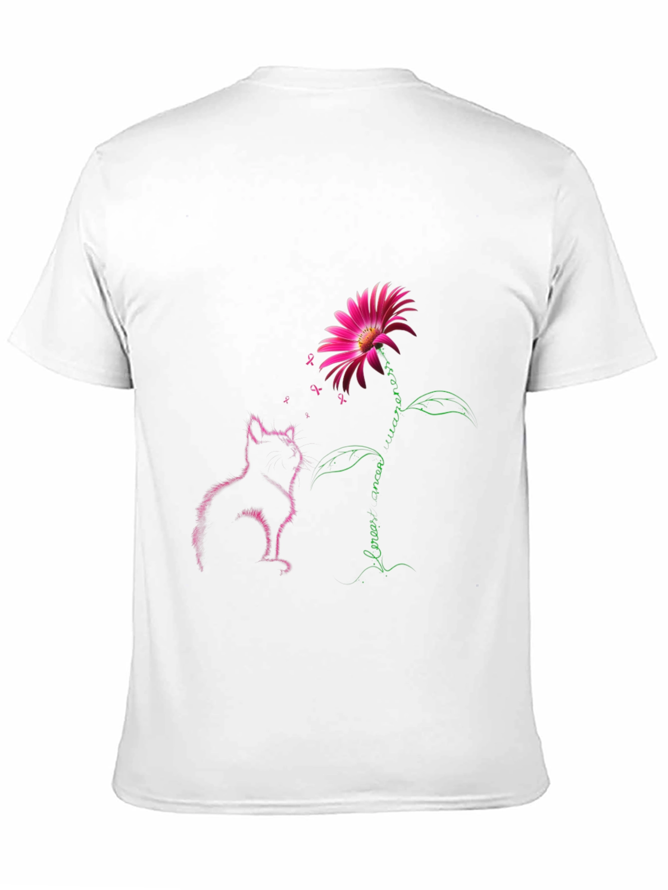 Breast Cancer Awareness Cat & Flower Graphic Tee