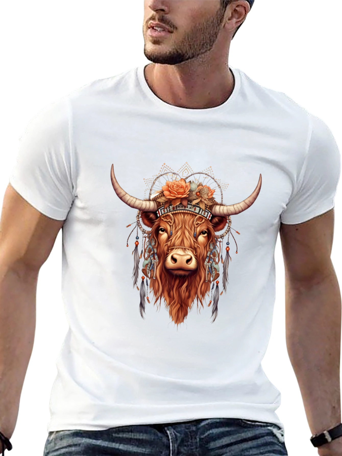 Boho Bull Graphic T-Shirt - Mens Black Tee