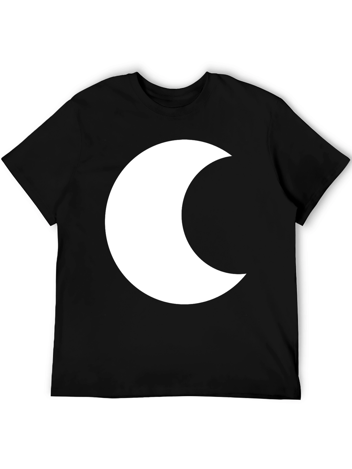 Black T-Shirt with White Crescent Moon Graphic