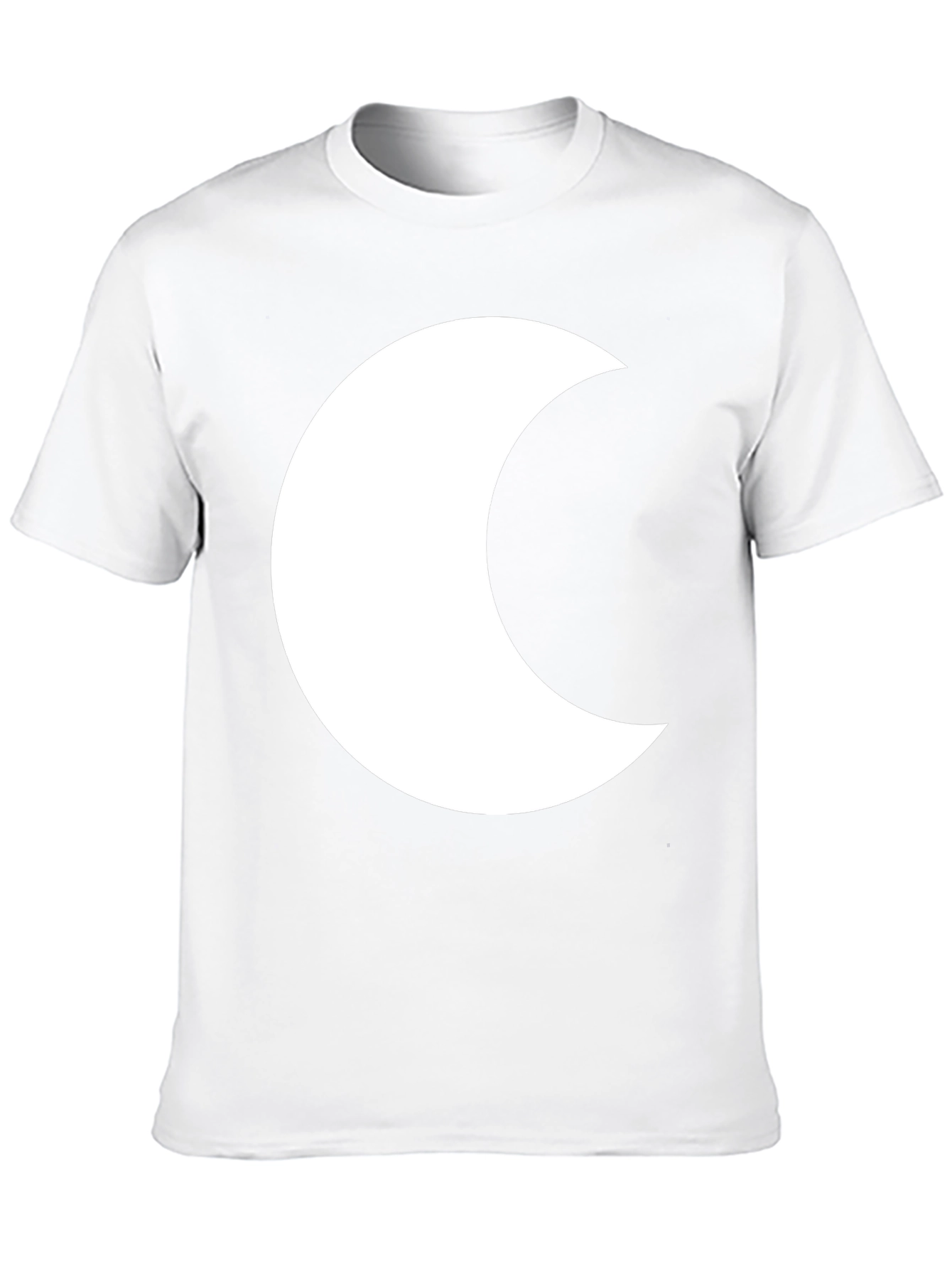 Black T-Shirt with White Crescent Moon Graphic
