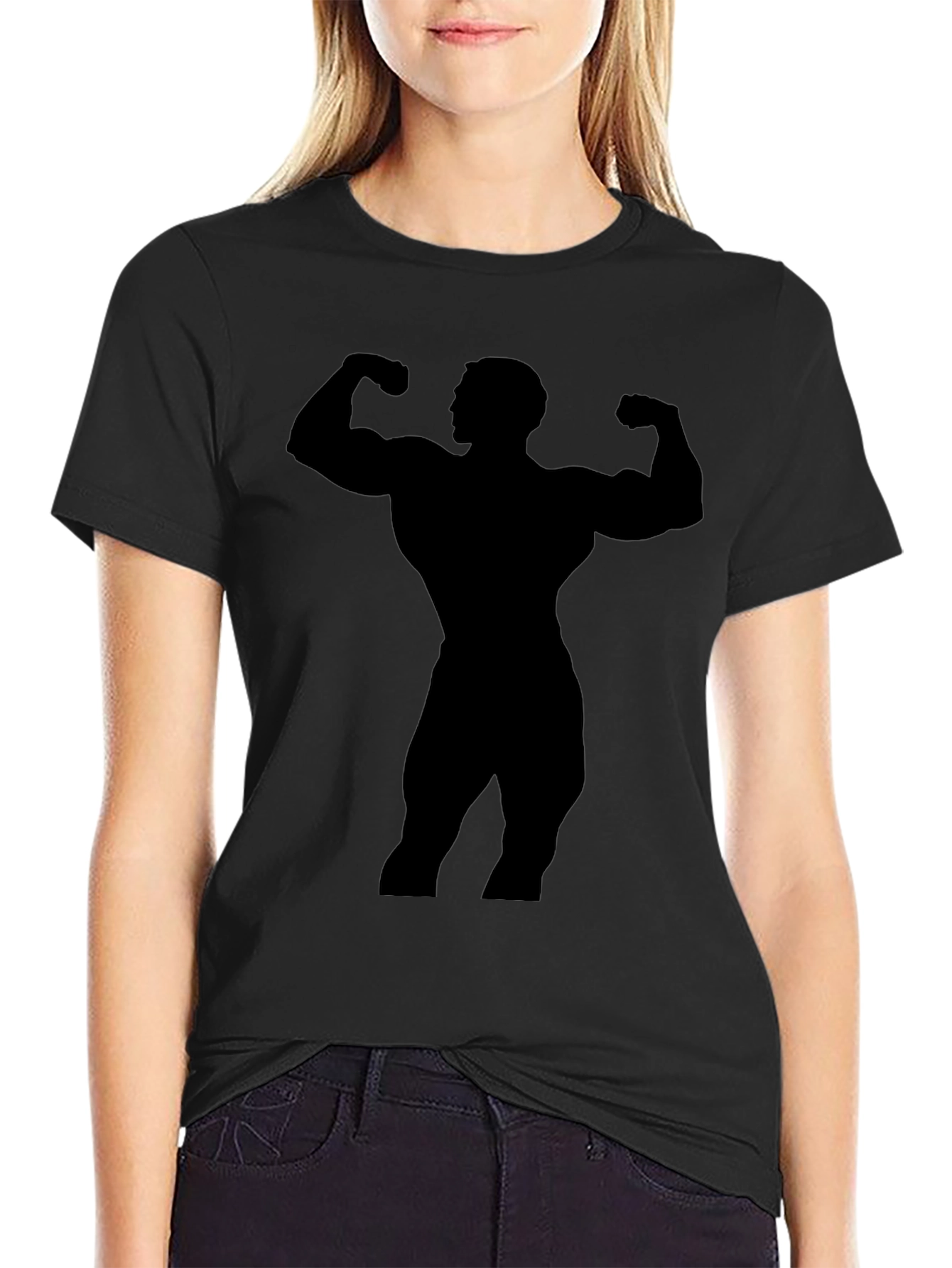 Bodybuilder Silhouette Graphic Black T-Shirt