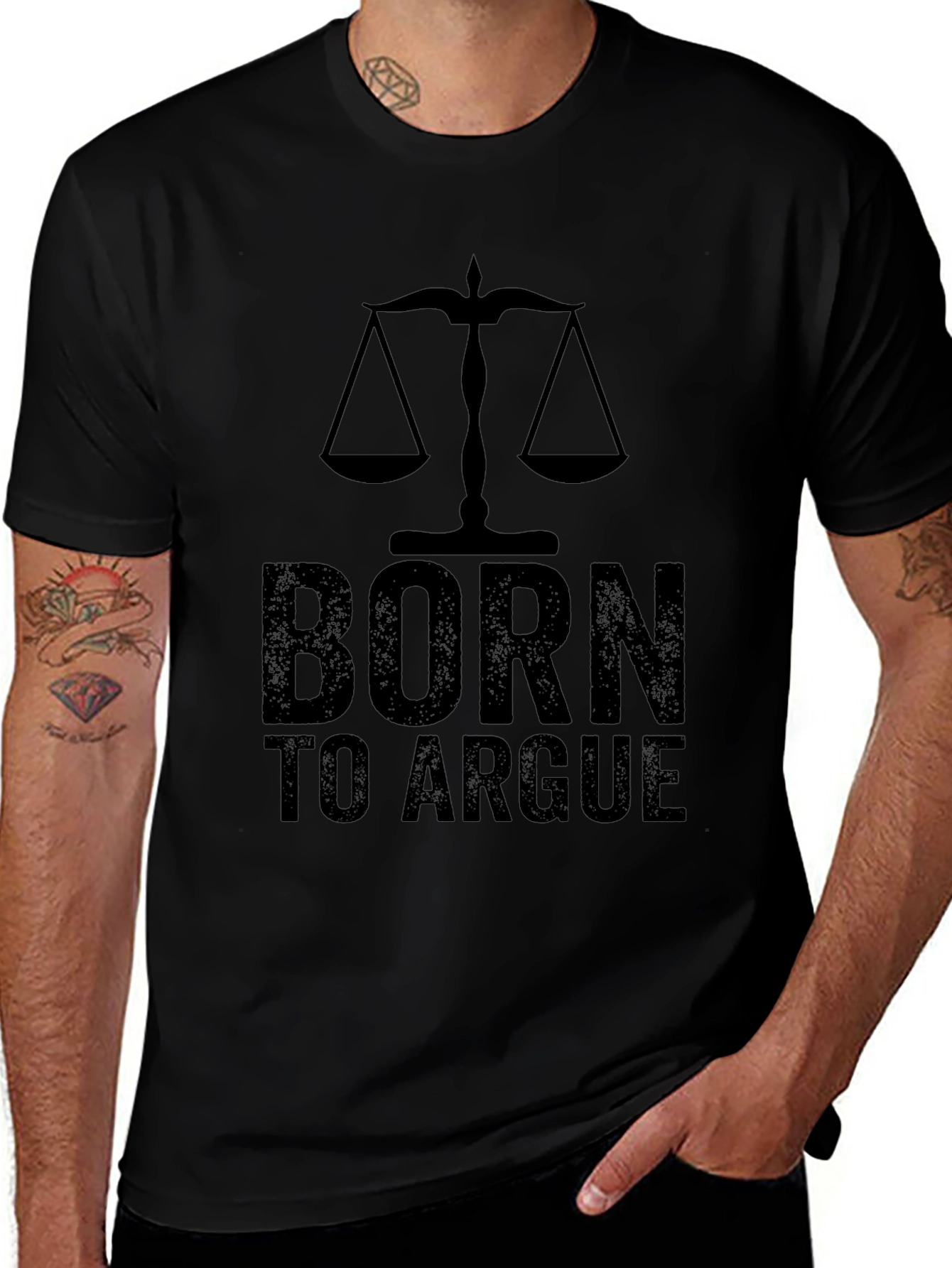 Born to Argue T-Shirt - Scales of Justice Design