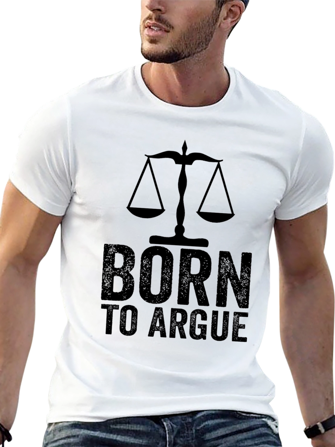 Born to Argue T-Shirt - Scales of Justice Design