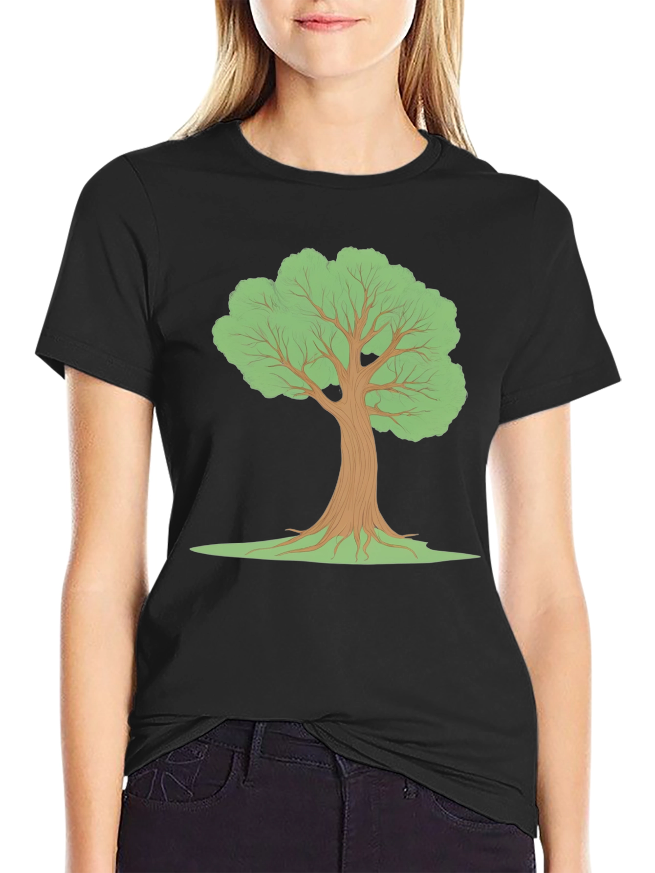Black T-Shirt with Tree Graphic