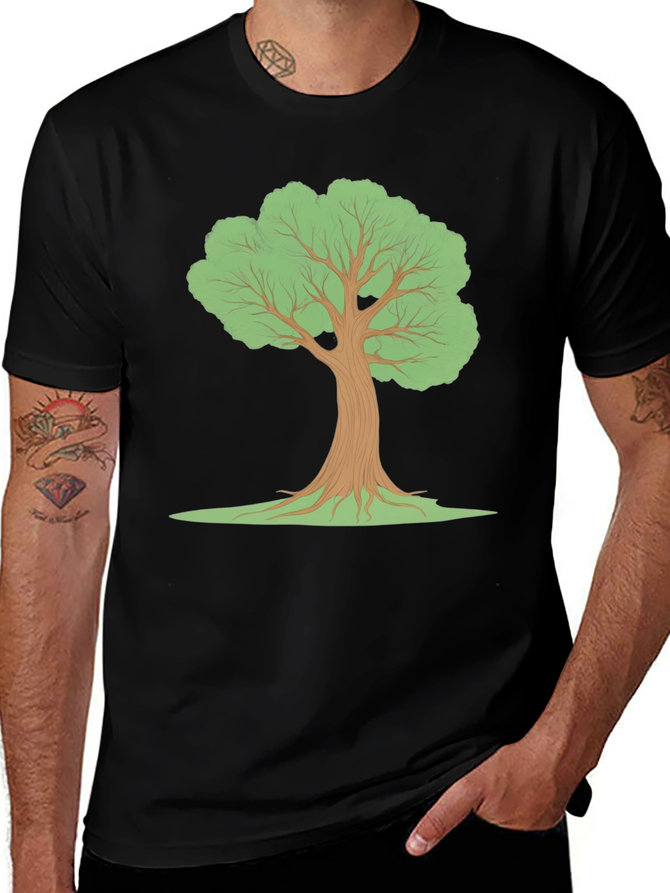 Black T-Shirt with Tree Graphic