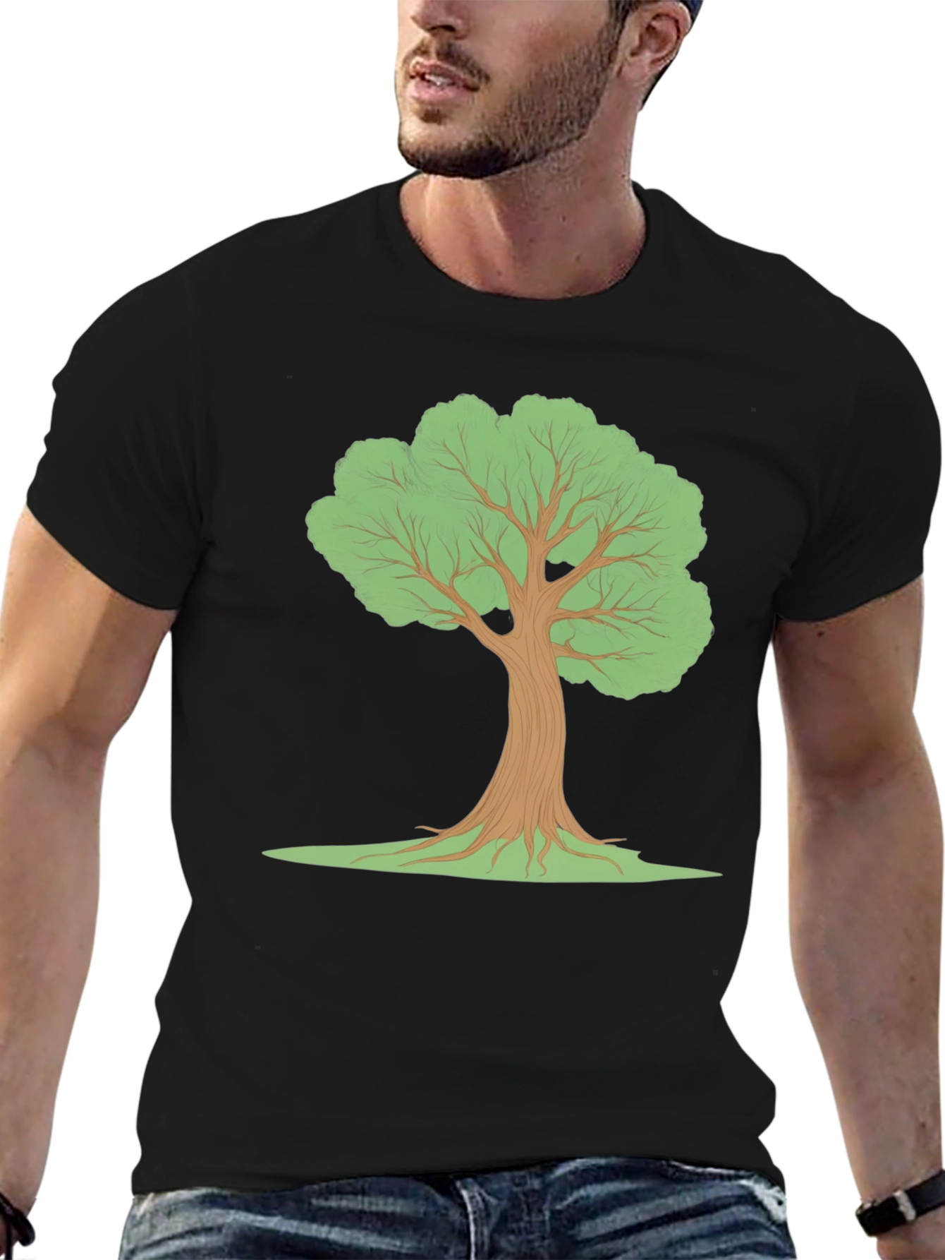 Black T-Shirt with Tree Graphic