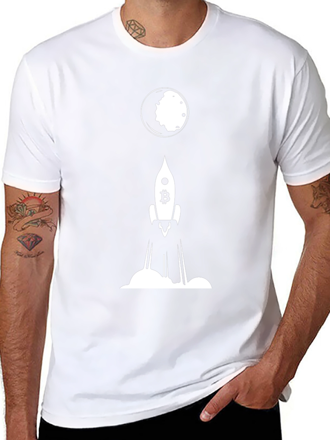Bitcoin Rocket to the Moon Black T-Shirt