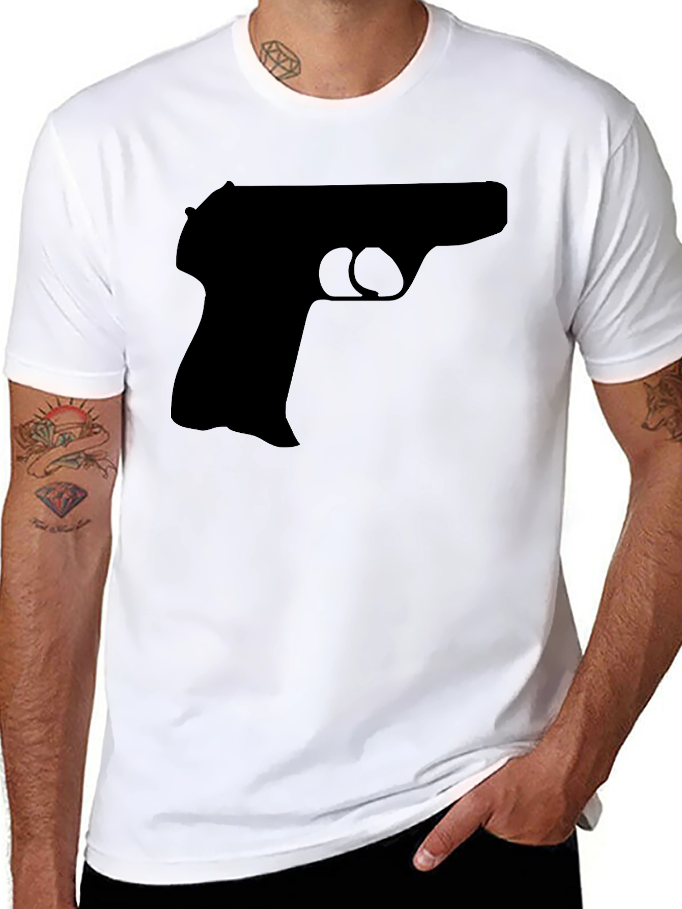 Black Gun Graphic Tee - Bold Statement