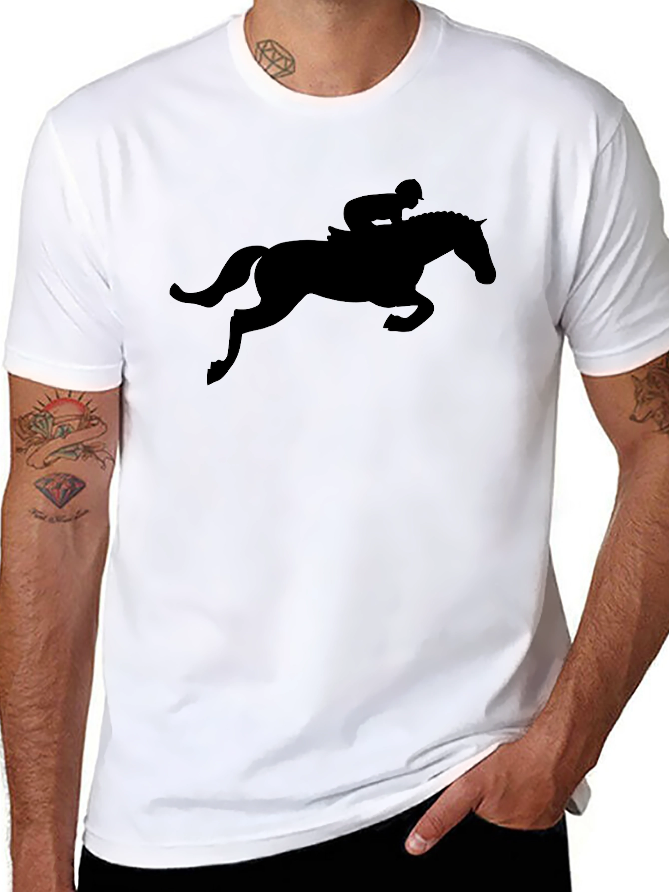 Black Horse Rider Silhouette T-Shirt