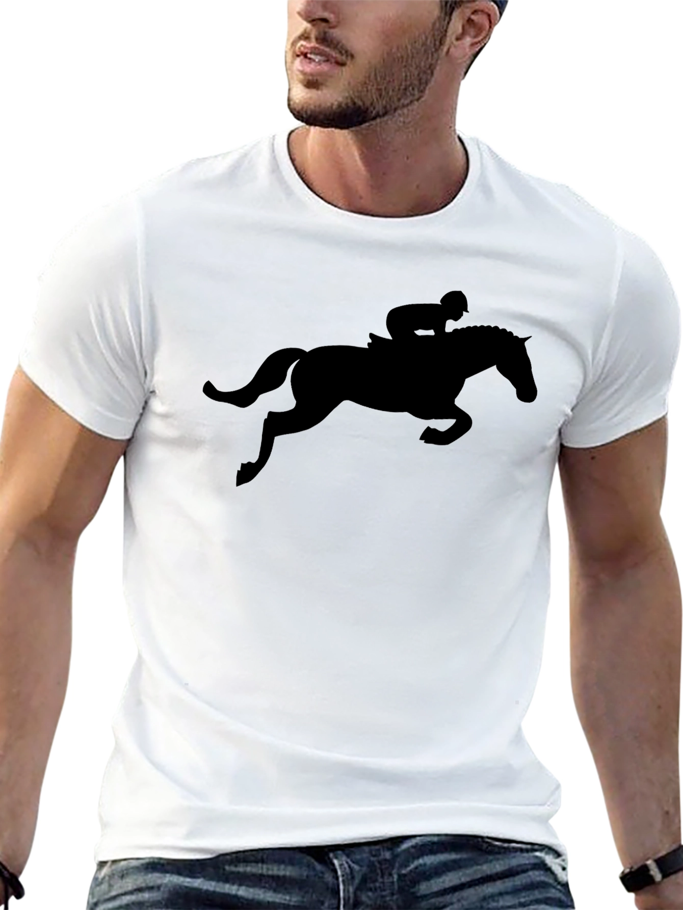 Black Horse Rider Silhouette T-Shirt