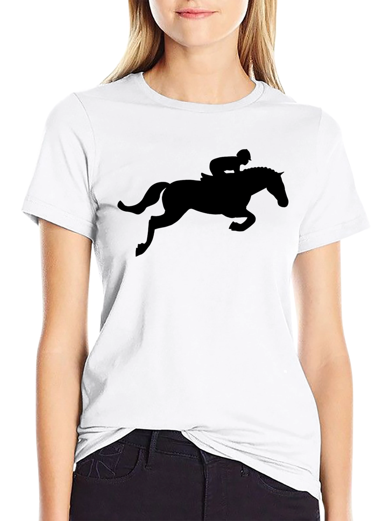 Black Horse Rider Silhouette T-Shirt