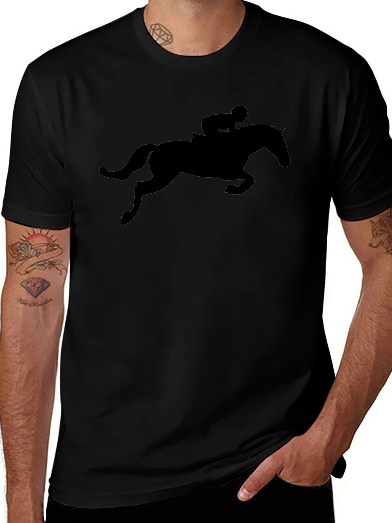 Black Horse Rider Silhouette T-Shirt