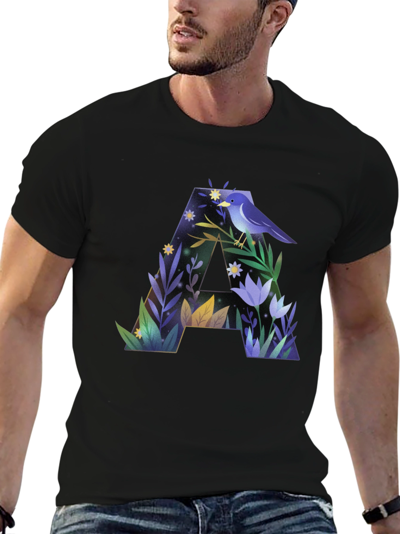 Botanical A Letter Graphic T-Shirt