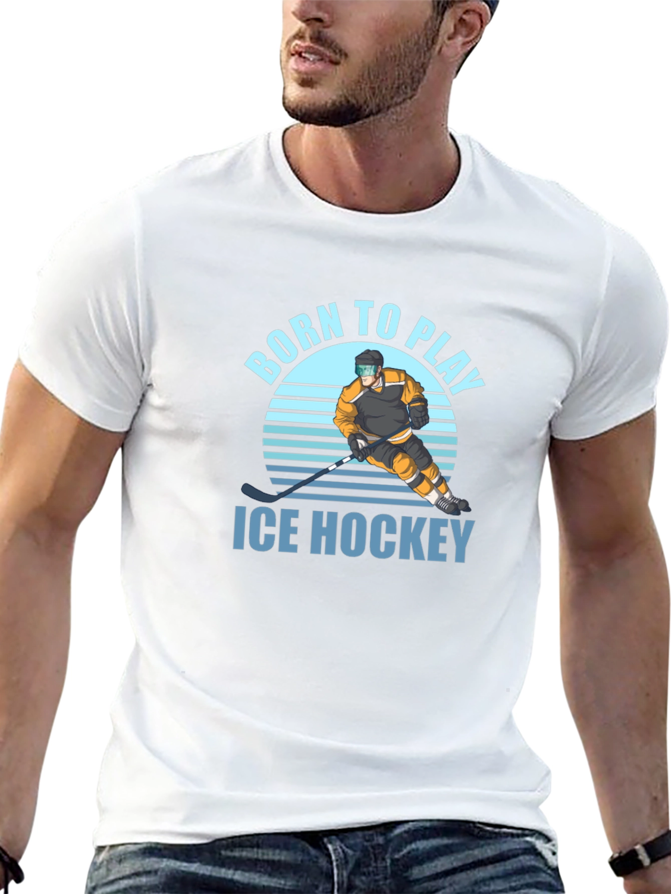 Born to Play Ice Hockey Black T-Shirt