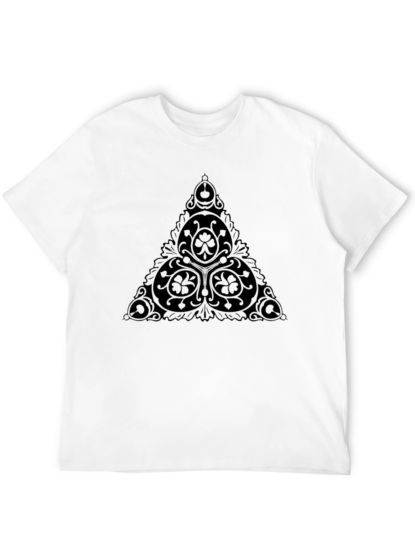 Black T-Shirt with Triangle Clover Graphic