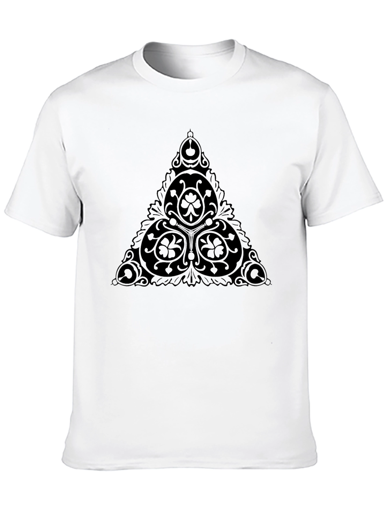 Black T-Shirt with Triangle Clover Graphic
