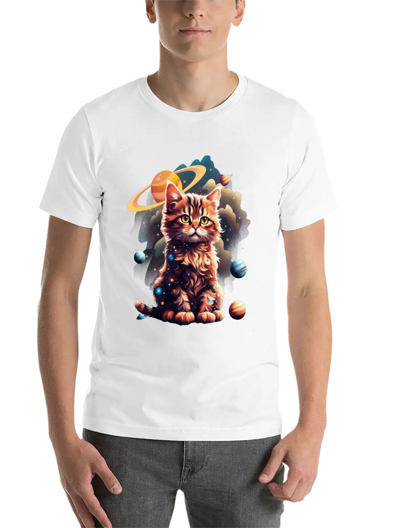 'Cosmos Kitten' Art GD Essential Unisex Summer Tee – Soft Cotton Casual Fit