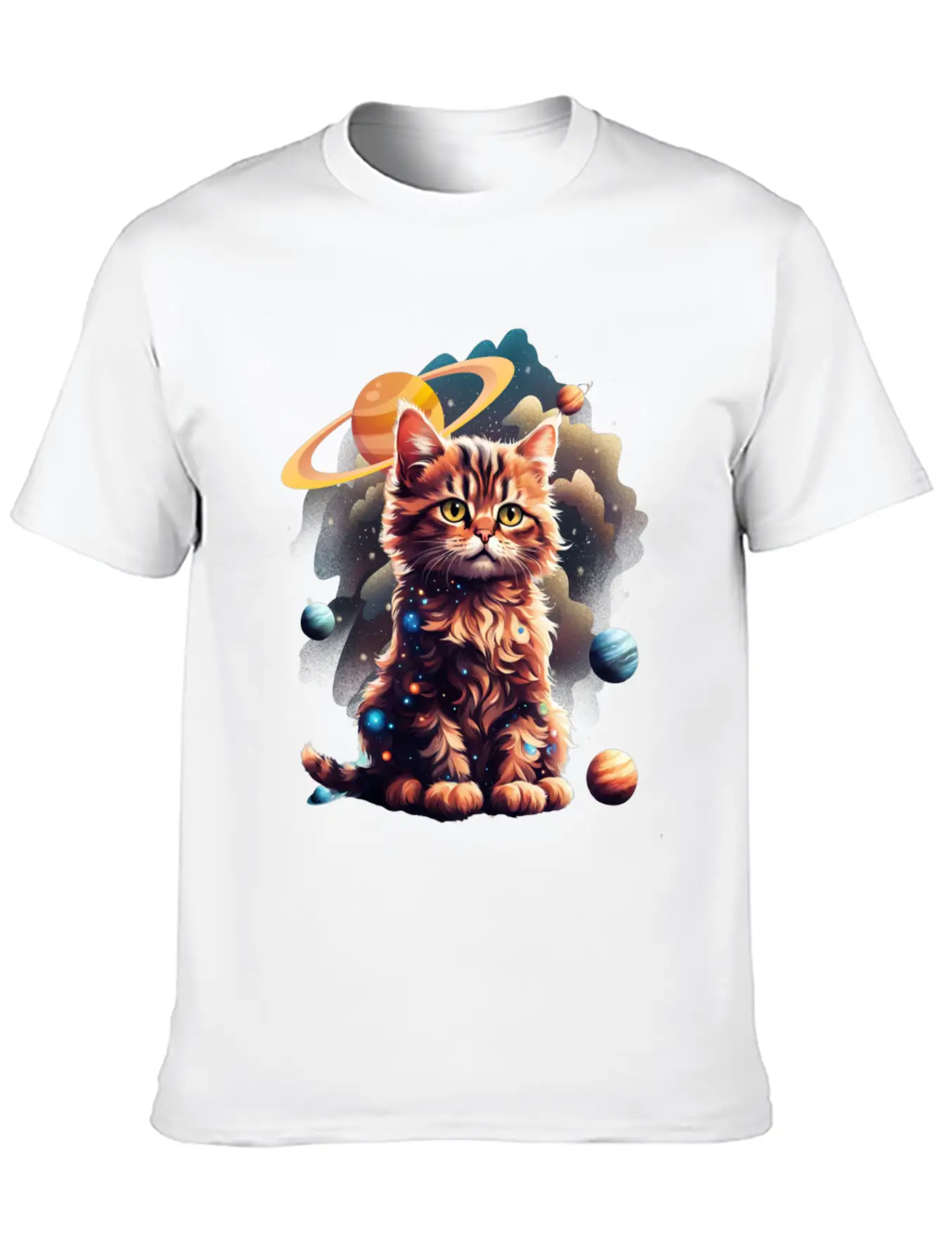 'Cosmos Kitten' Art GD Essential Unisex Summer Tee – Soft Cotton Casual Fit