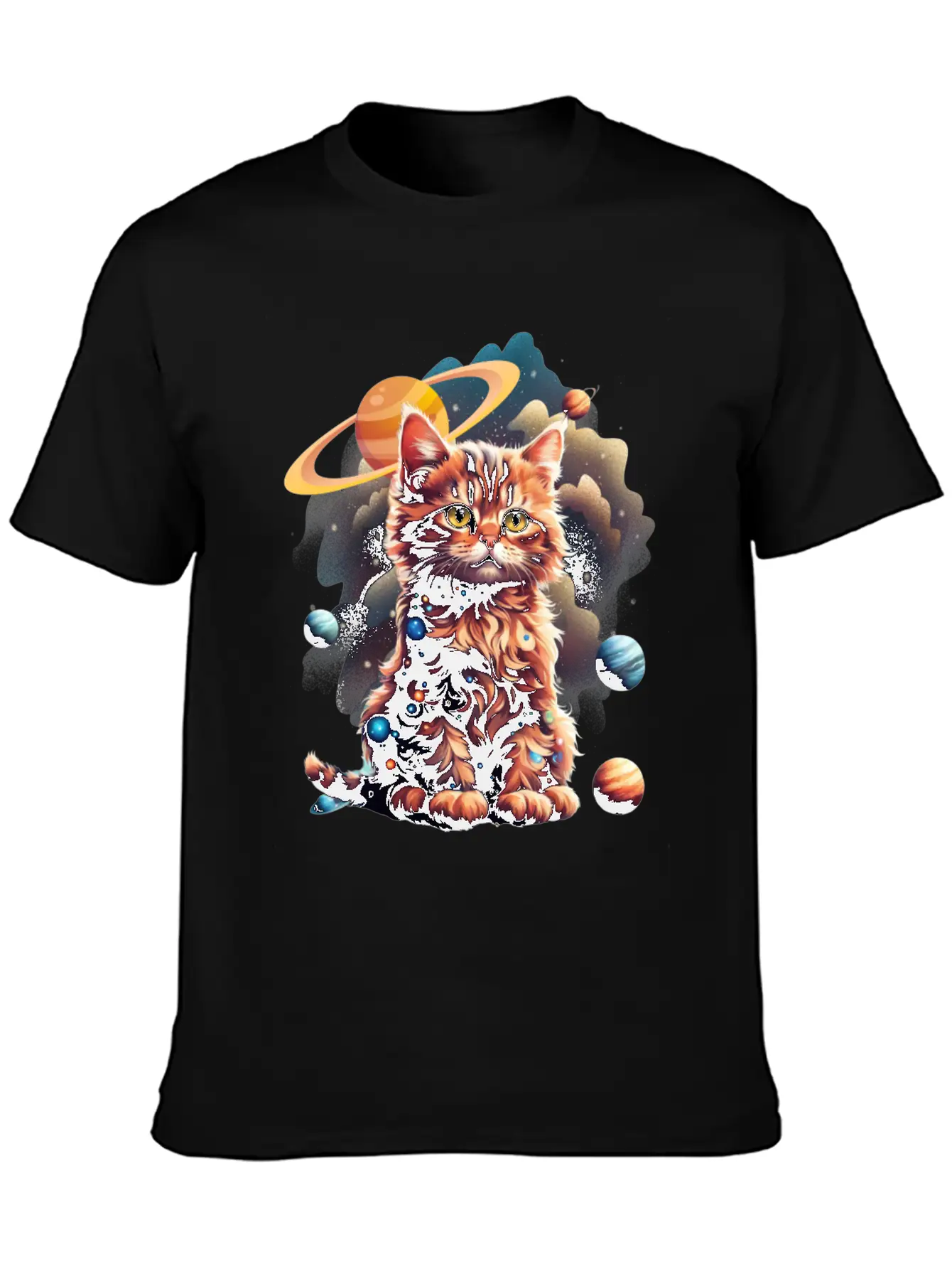 'Cosmos Kitten' Art GD Essential Unisex Summer Tee – Soft Cotton Casual Fit