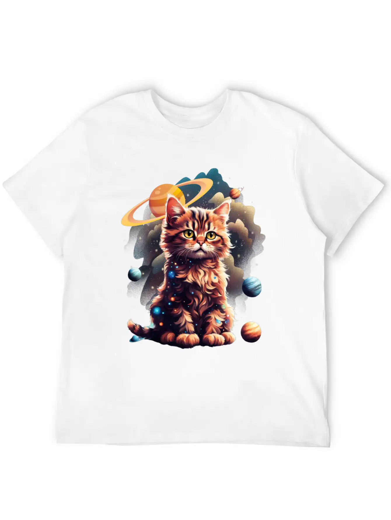 'Cosmos Kitten' Art GD Essential Unisex Summer Tee – Soft Cotton Casual Fit
