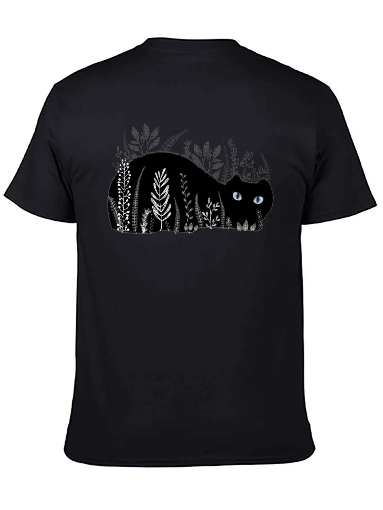 Black Cat in Garden T-Shirt