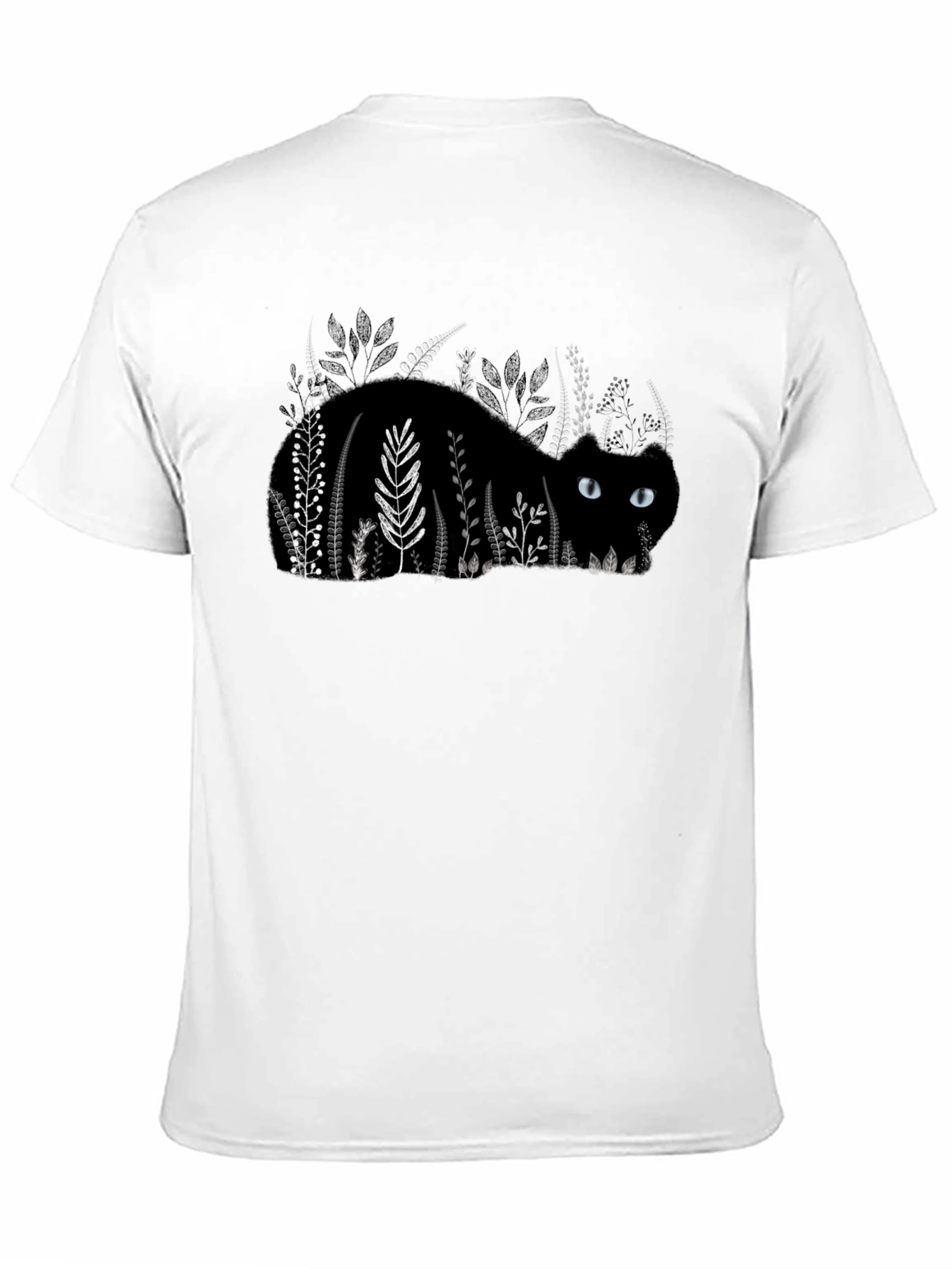 Black Cat in Garden T-Shirt