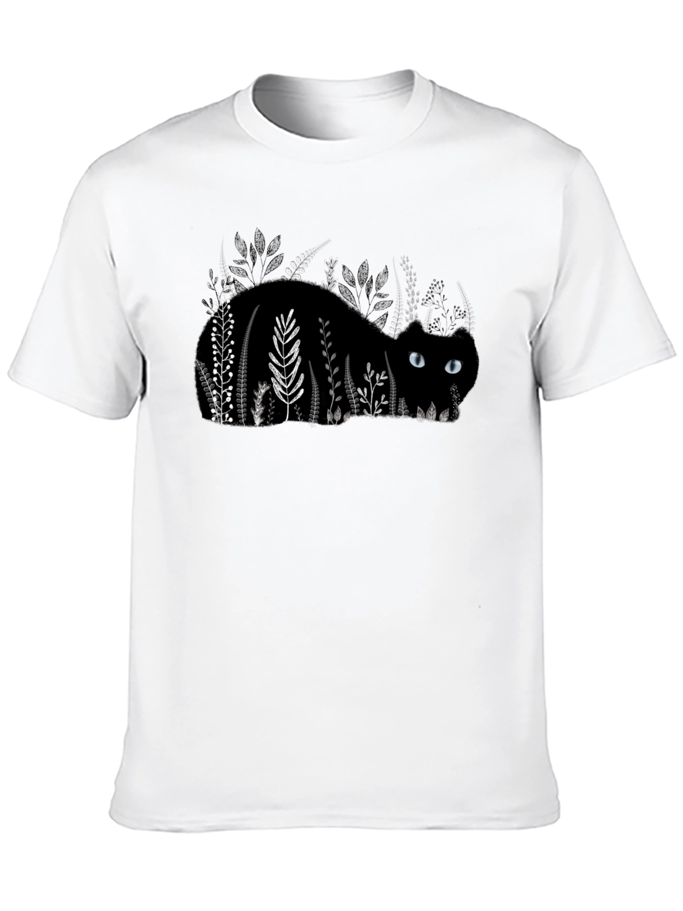 Black Cat in Garden T-Shirt
