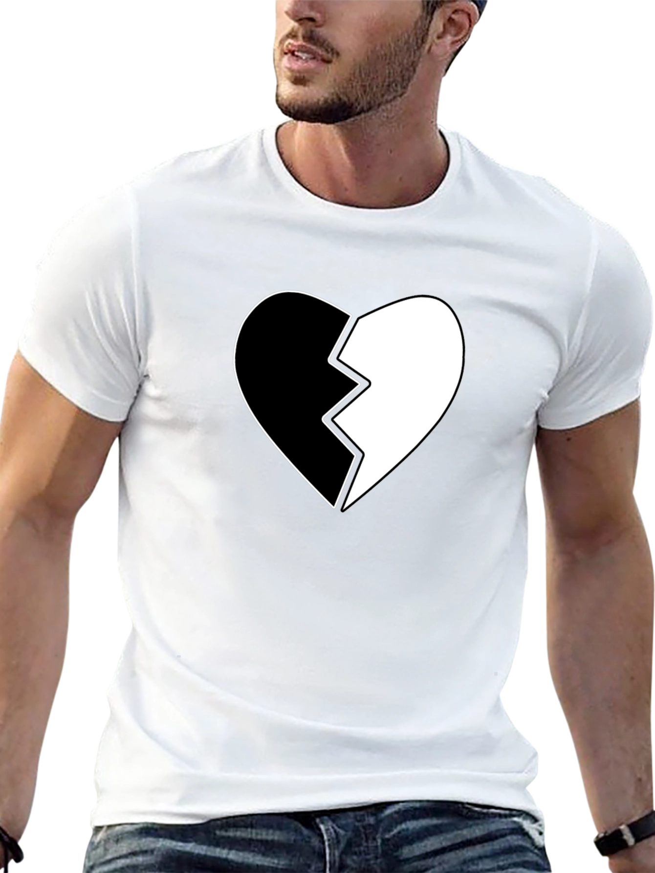 Broken Heart Graphic Tee - Stylish Black T-Shirt