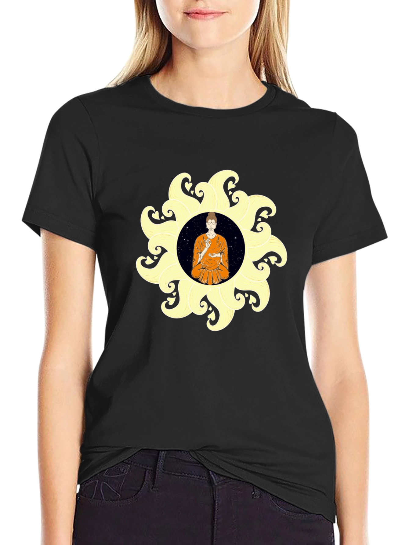 Buddha Mandala Black T-Shirt Spiritual Graphic Tee