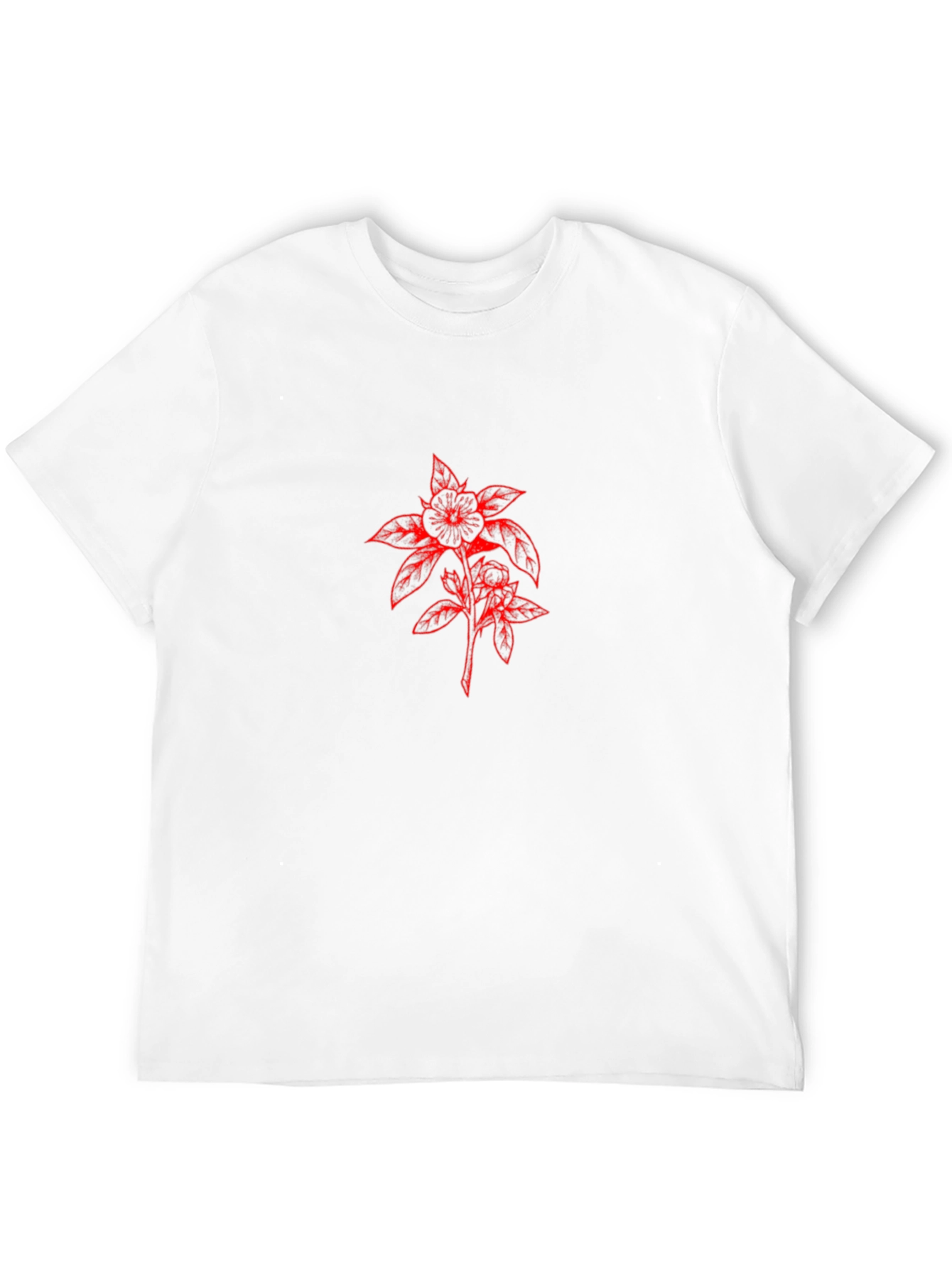 Black T-Shirt with Red Floral Design