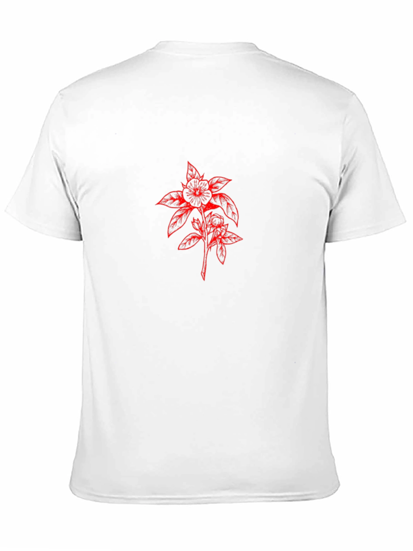 Black T-Shirt with Red Floral Design